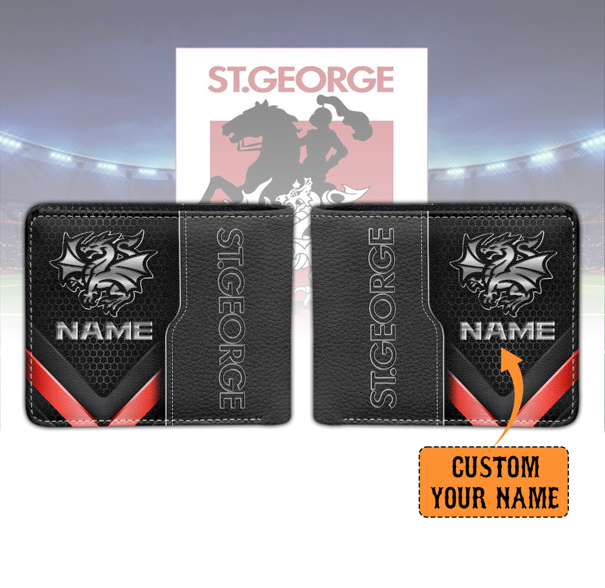 Auspiritmerch St. George Illawarra Dragons Personalized Leather Wallet Gift For Fans