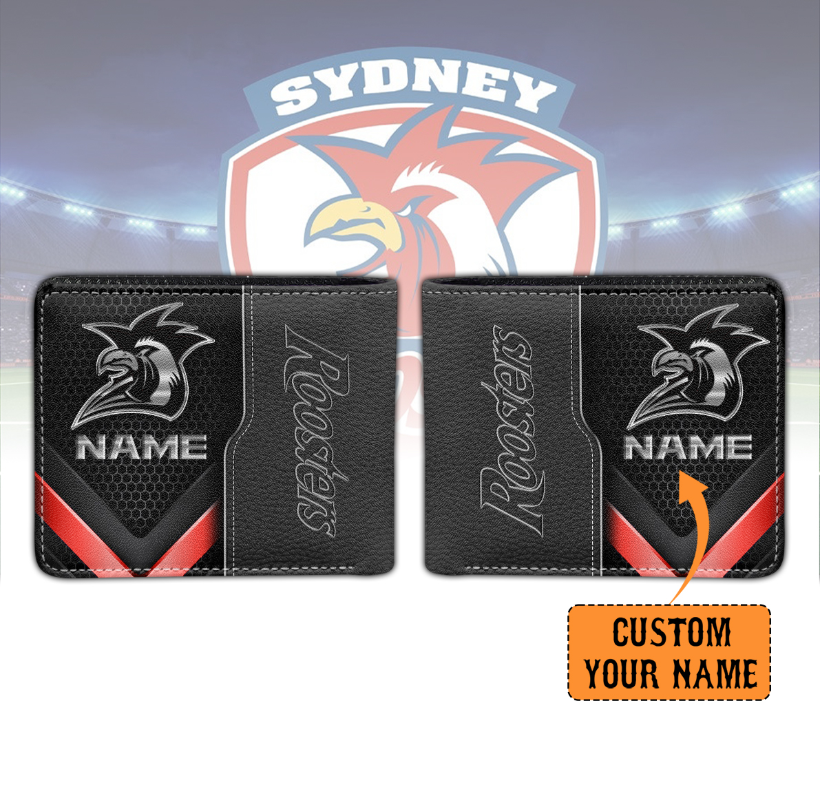 Auspiritmerch Sydney Roosters Personalized Leather Wallet Gift For Fans