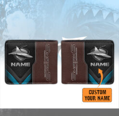 Auspiritmerch Cronulla-Sutherland Sharks Personalized Leather Wallet Gift For Fans