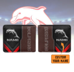 Auspiritmerch Dolphins Personalized Leather Wallet Gift For Fans