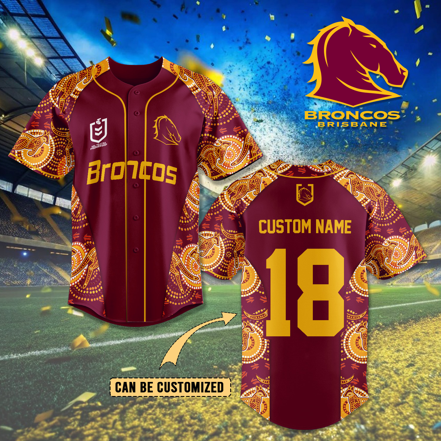 Auspiritmerch Brisbane Broncos Personalized Baseball Jersey Gifts For Fans
