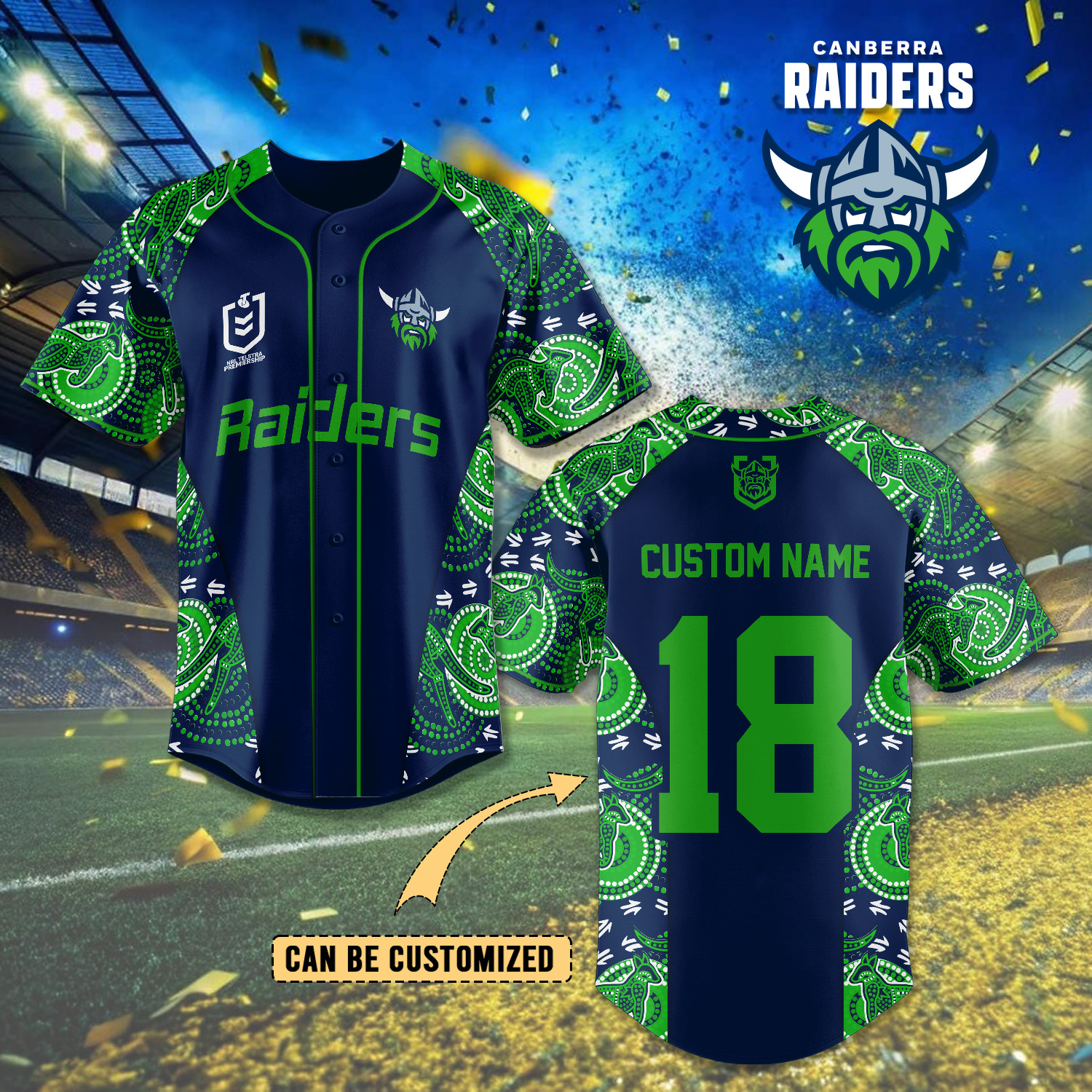 Auspiritmerch Canberra Raiders Personalized Baseball Jersey Gifts For Fans