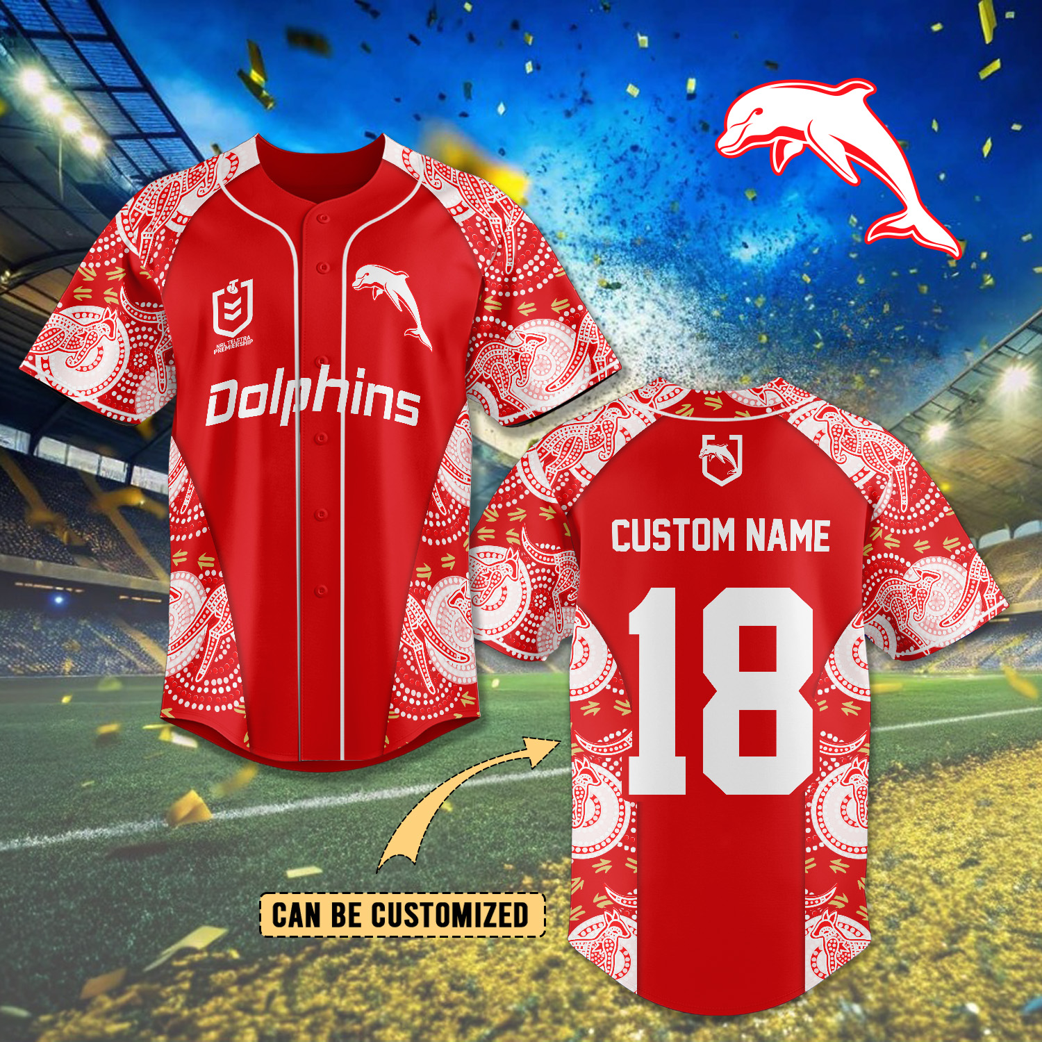 Auspiritmerch Dolphins Personalized Baseball Jersey Gifts For Fans