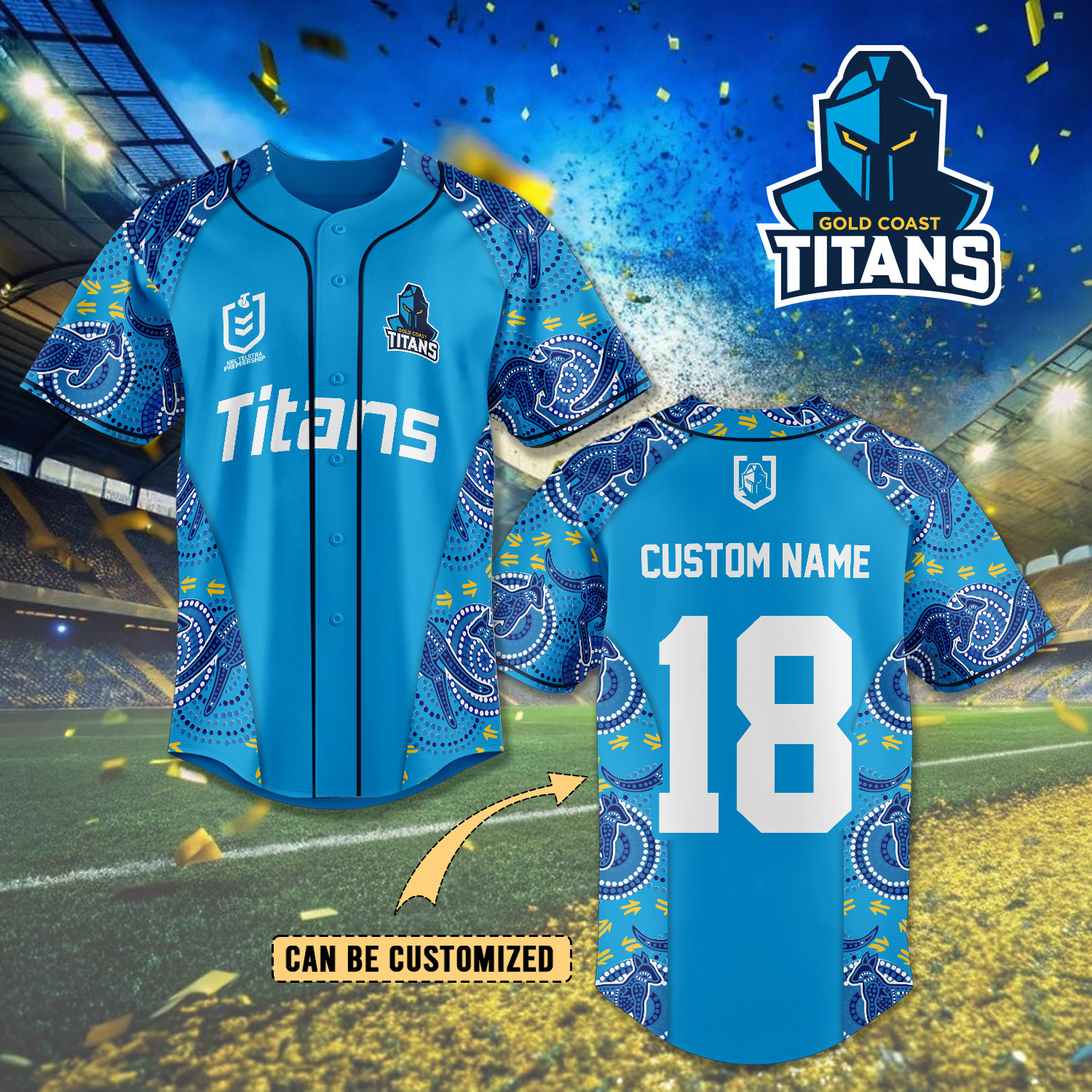 Auspiritmerch Gold Coast Titans Personalized Baseball Jersey Gifts For Fans