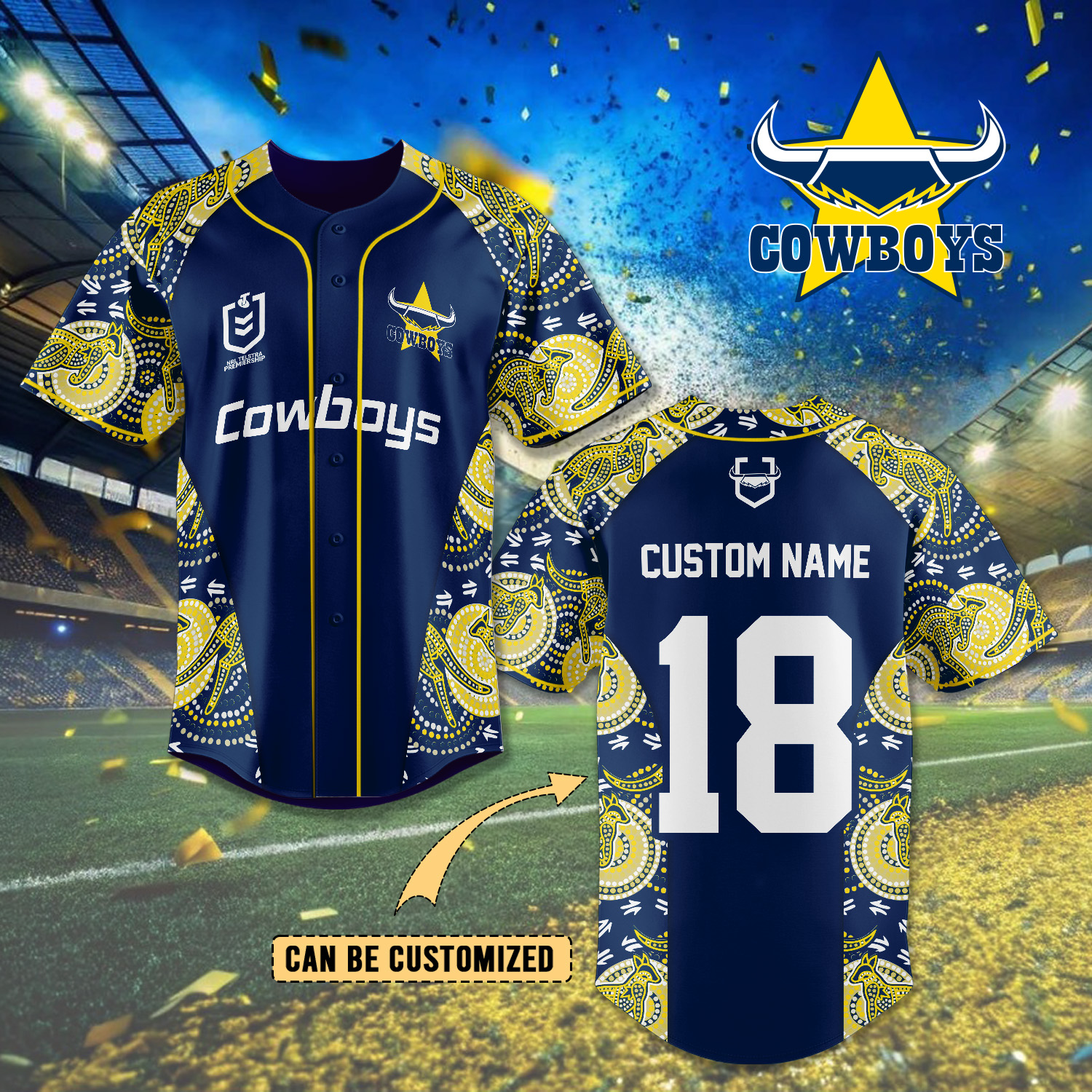 Auspiritmerch North Queensland Cowboys Personalized Baseball Jersey Gifts For Fans