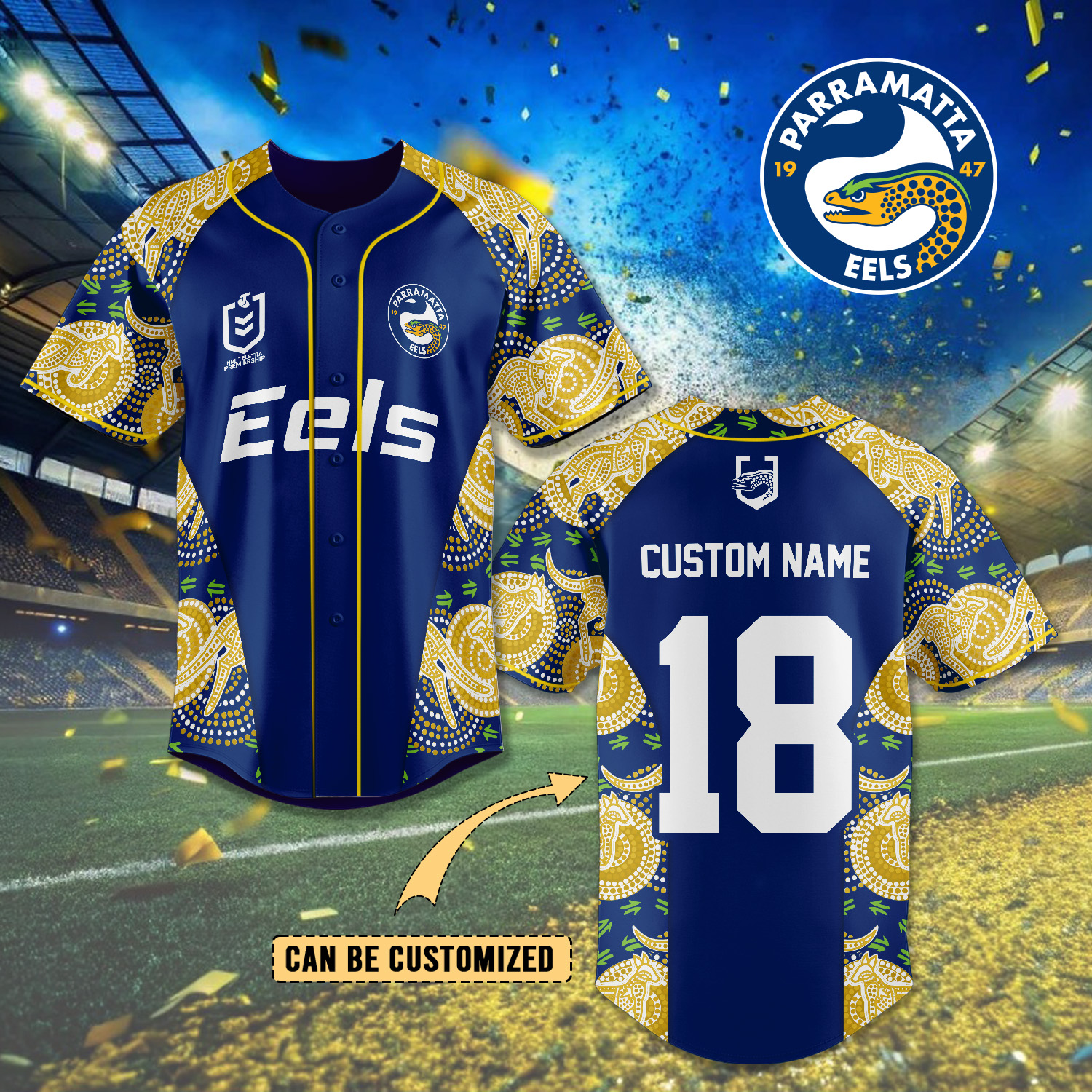 Auspiritmerch Parramatta Eels Personalized Baseball Jersey Gifts For Fans