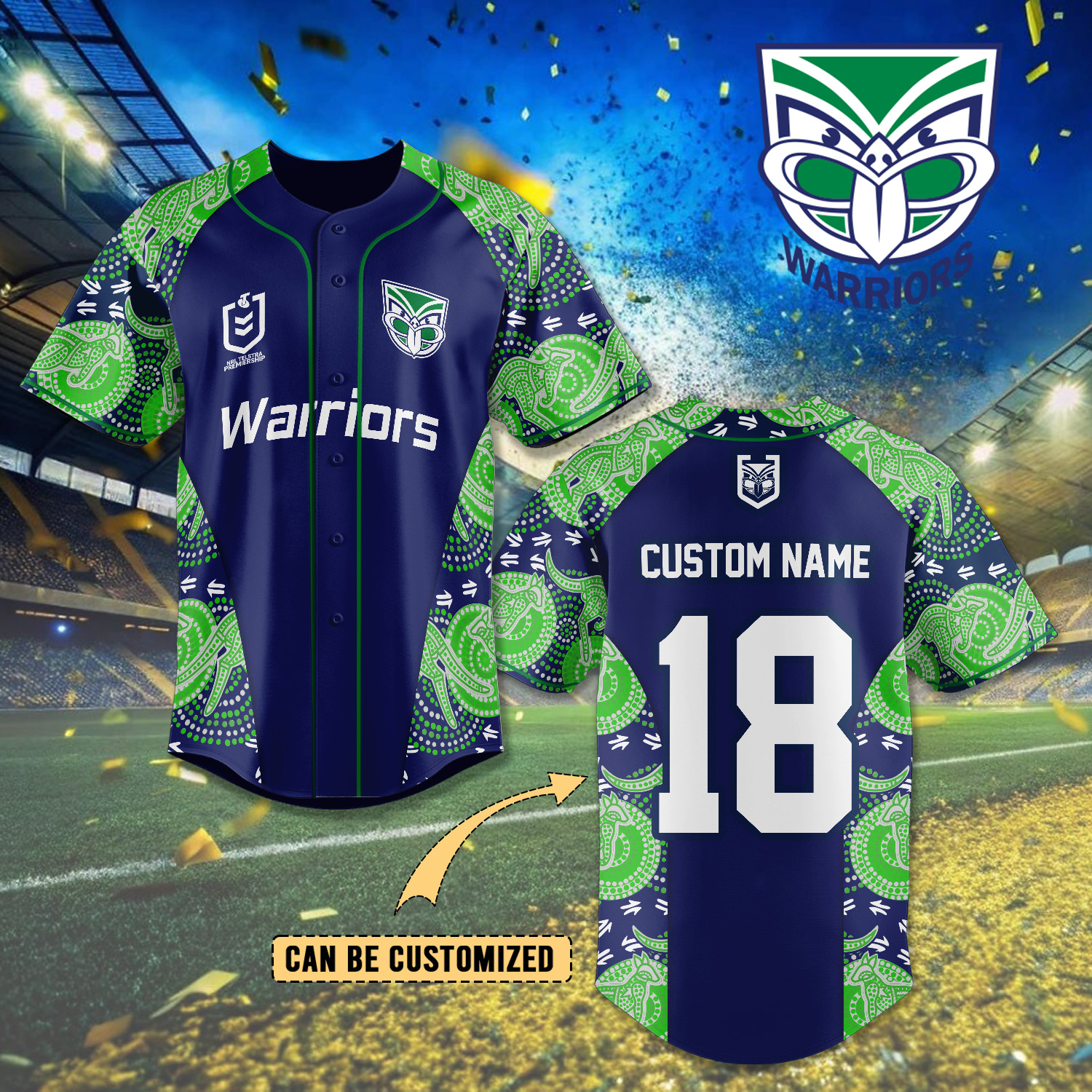 Auspiritmerch New Zealand Warriors Personalized Baseball Jersey Gifts For Fans