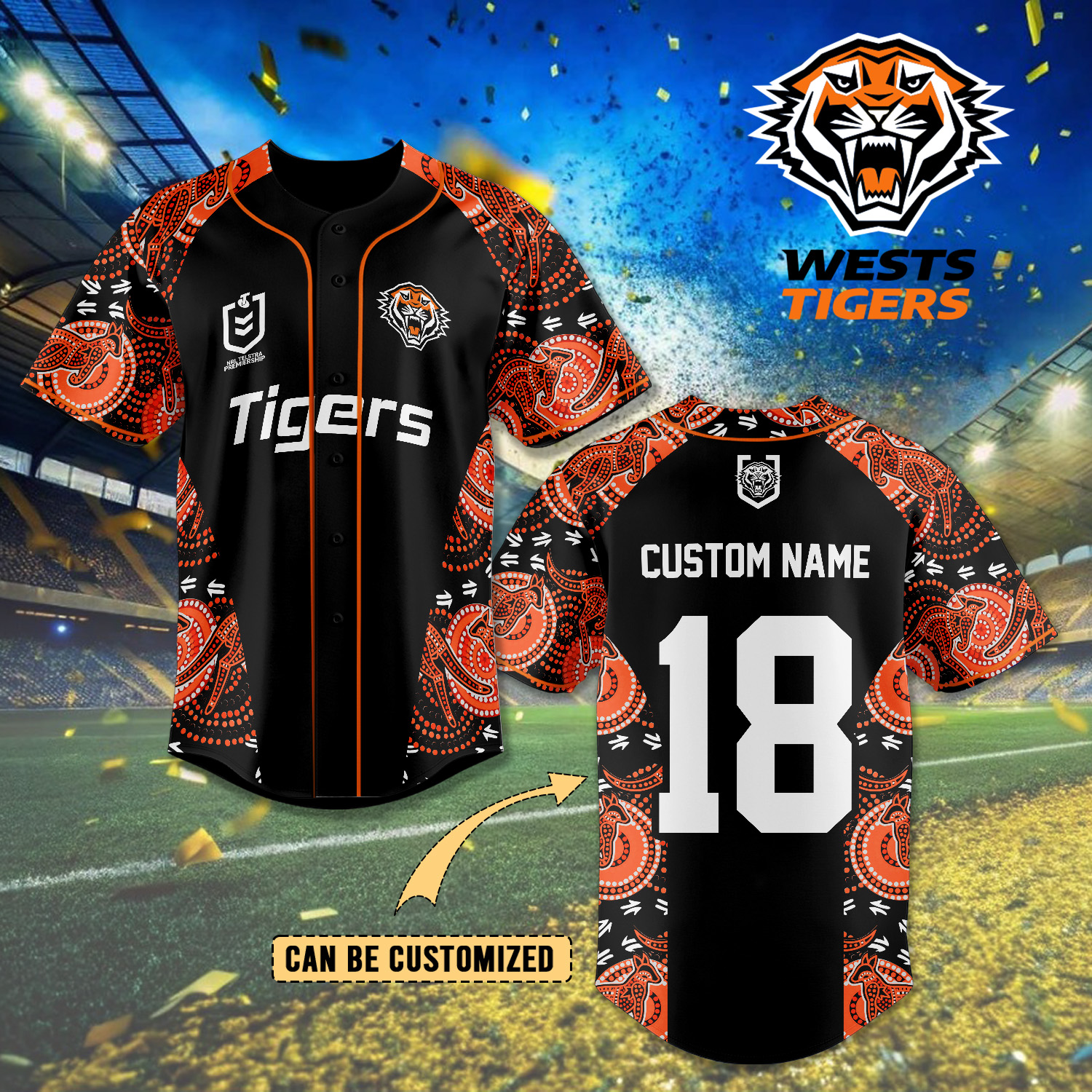 Auspiritmerch Wests Tigers Personalized Baseball Jersey Gifts For Fans