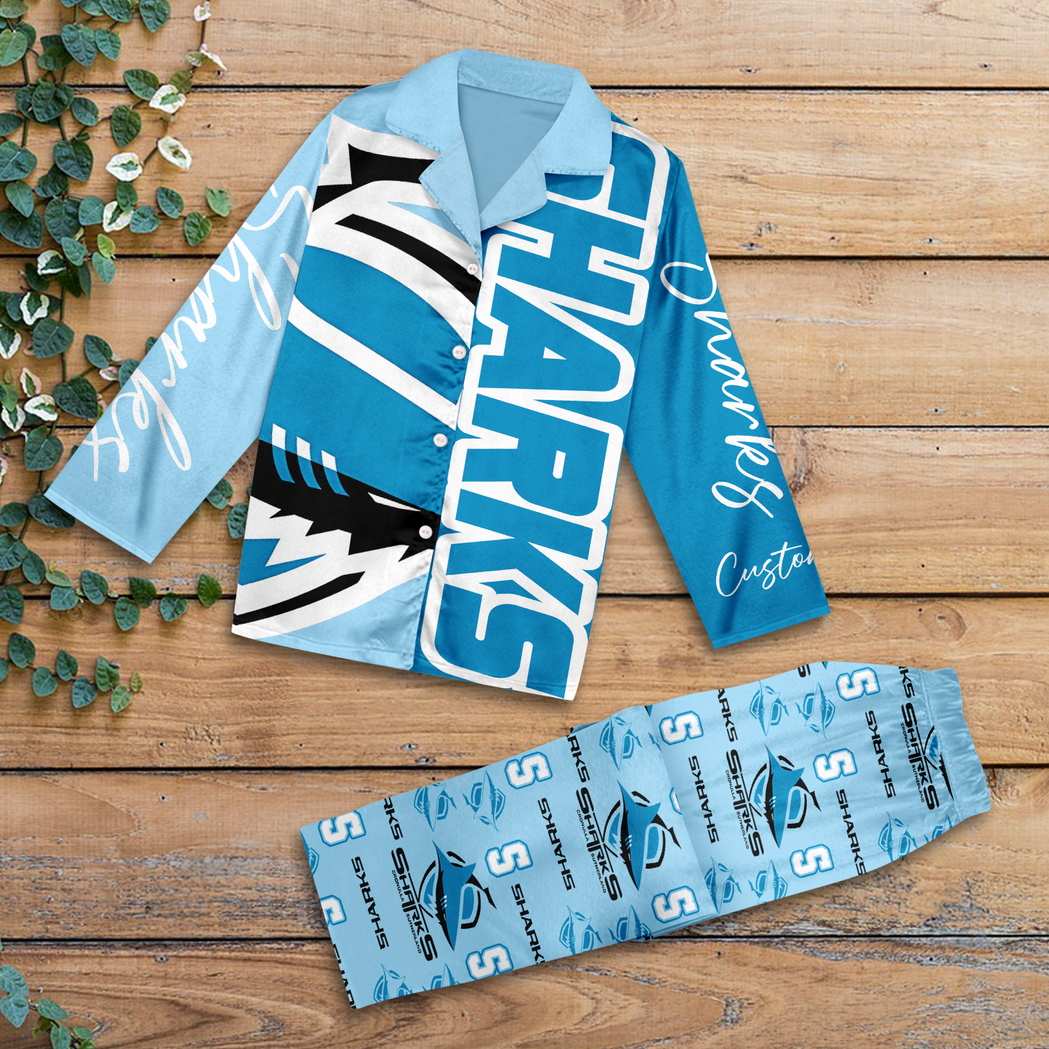 Auspiritmerch Cronulla-Sutherland Sharks Personalized Long Pajamas Set Gifts For Fans