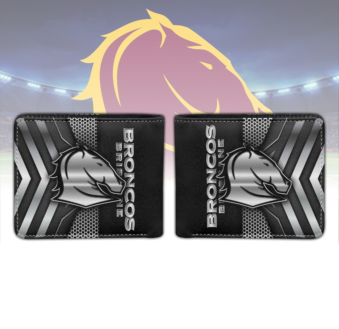 Auspiritmerch Brisbane Broncos Personalized Leather Wallet Gift For Fans