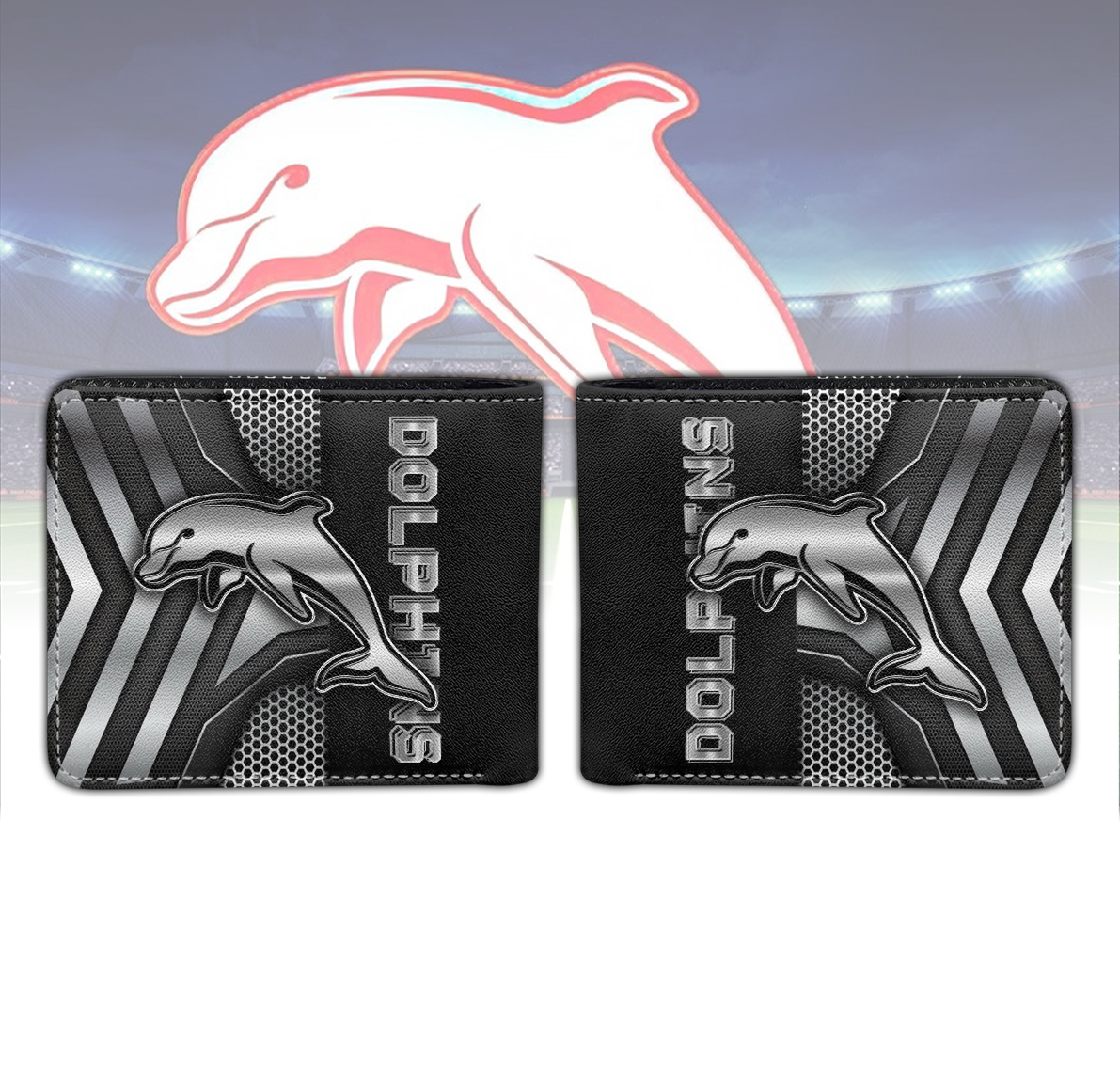 Auspiritmerch Dolphins Personalized Leather Wallet Gift For Fans