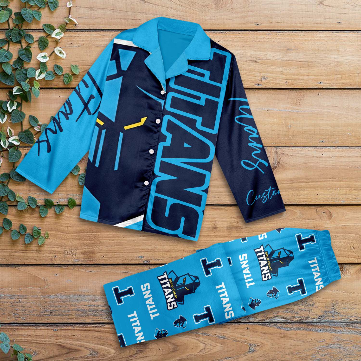 Auspiritmerch Gold Coast Titans Personalized Long Pajamas Set Gifts For Fans