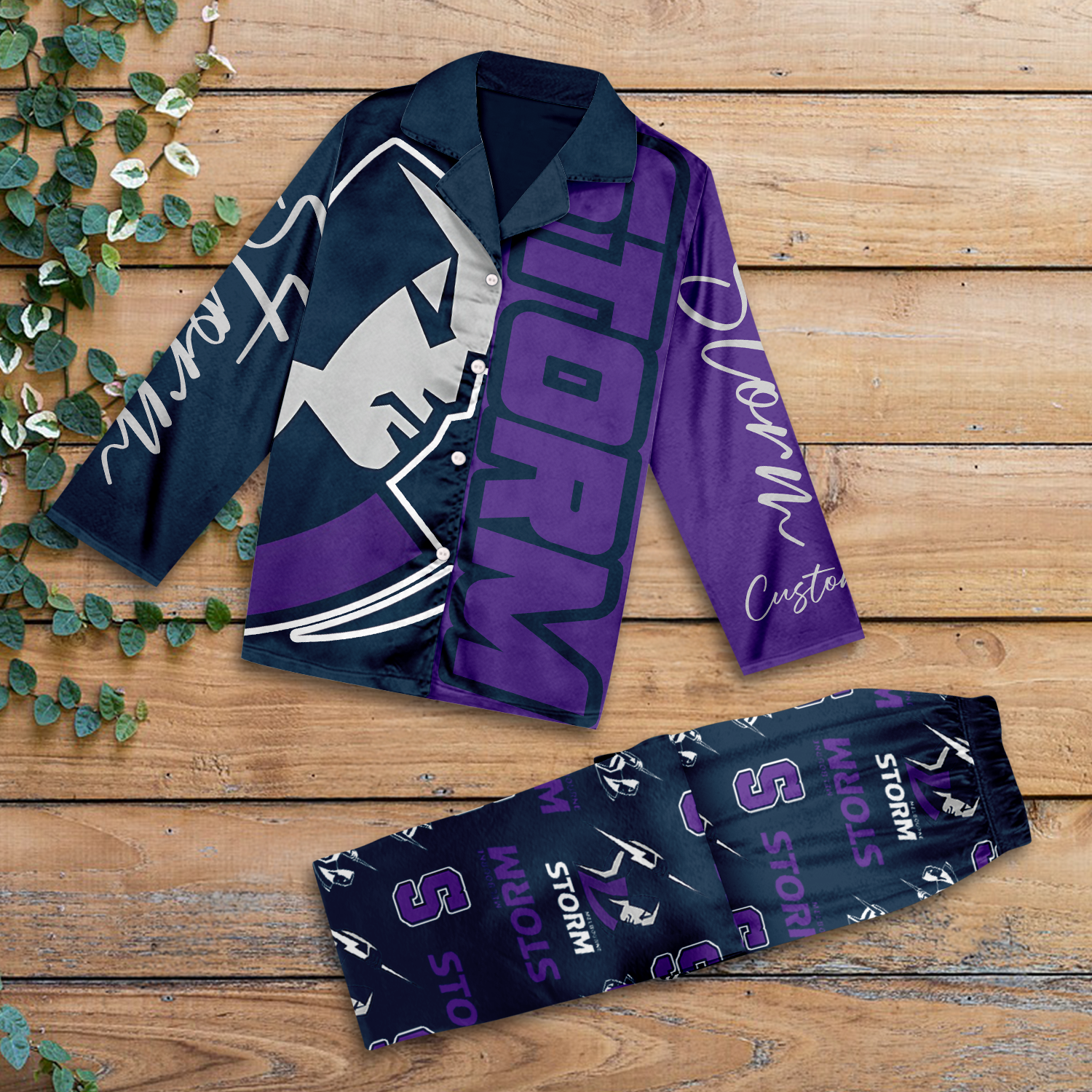 Auspiritmerch Melbourne Storm Personalized Long Pajamas Set Gifts For Fans