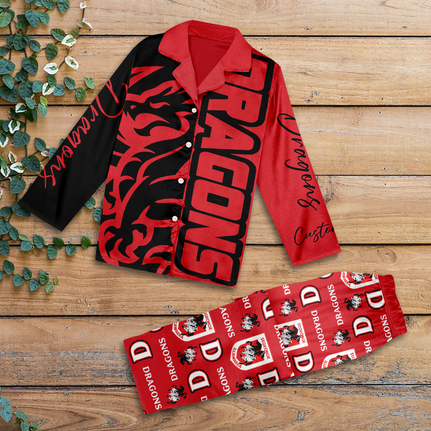 Auspiritmerch St. George Illawarra Dragons Personalized Long Pajamas Set Gifts For Fans