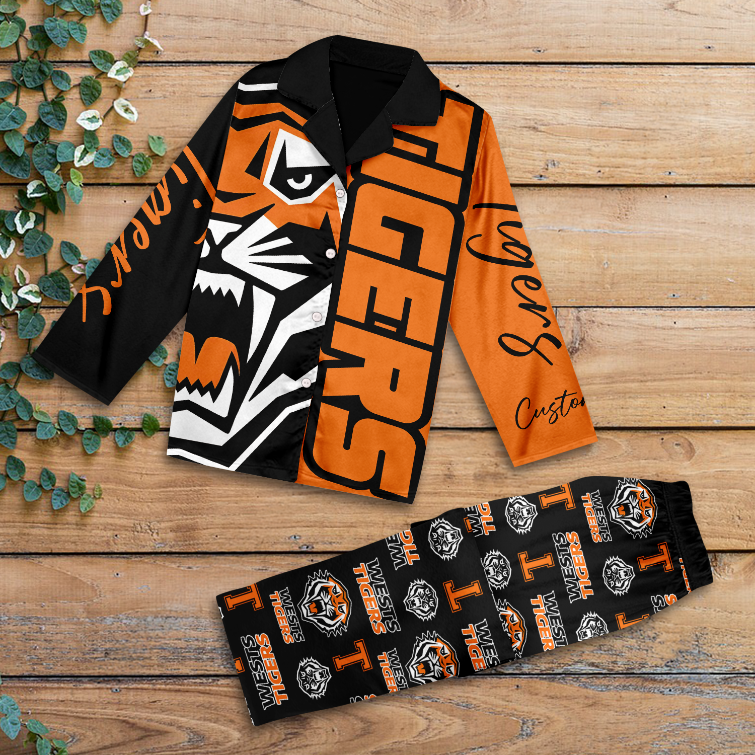 Auspiritmerch Wests Tigers Personalized Long Pajamas Set Gifts For Fans