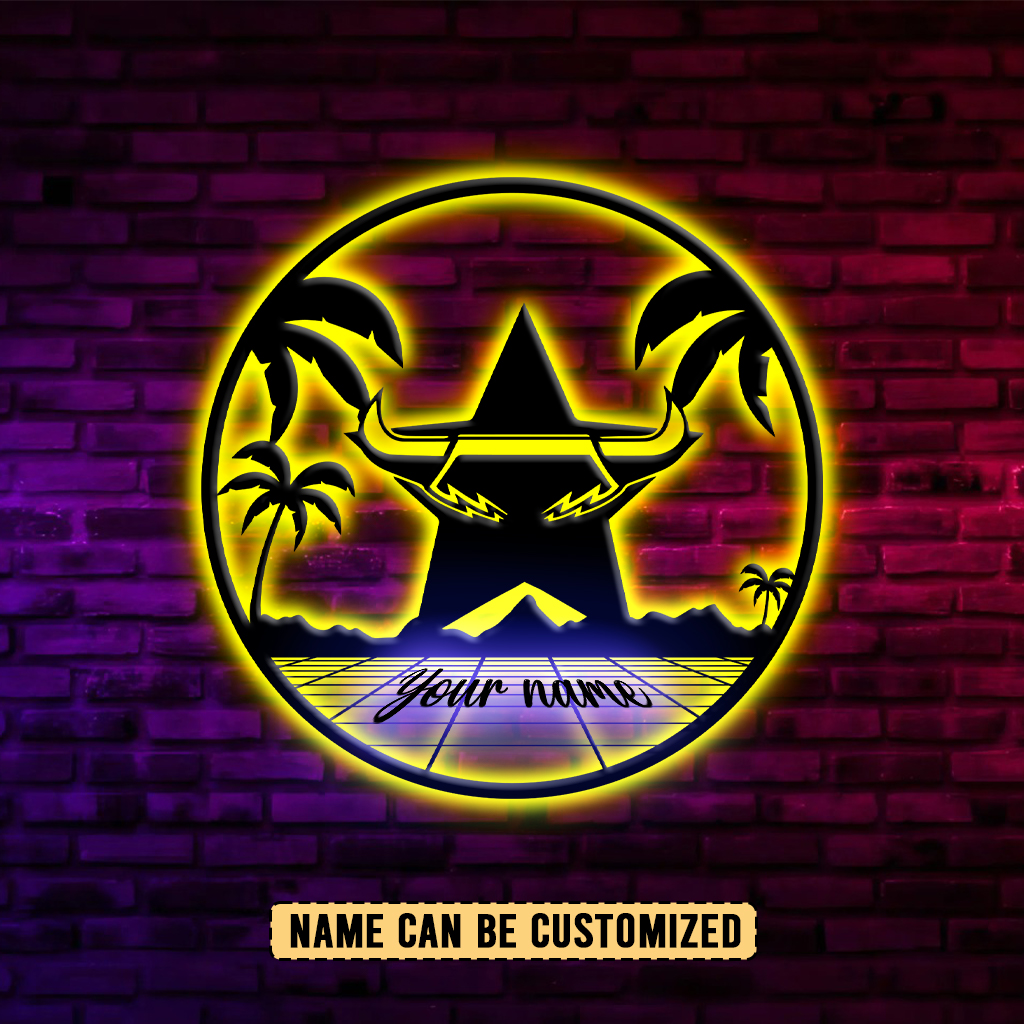 Auspiritmerch North Queensland Cowboys Personalized Wall Art LED Gift For Fans