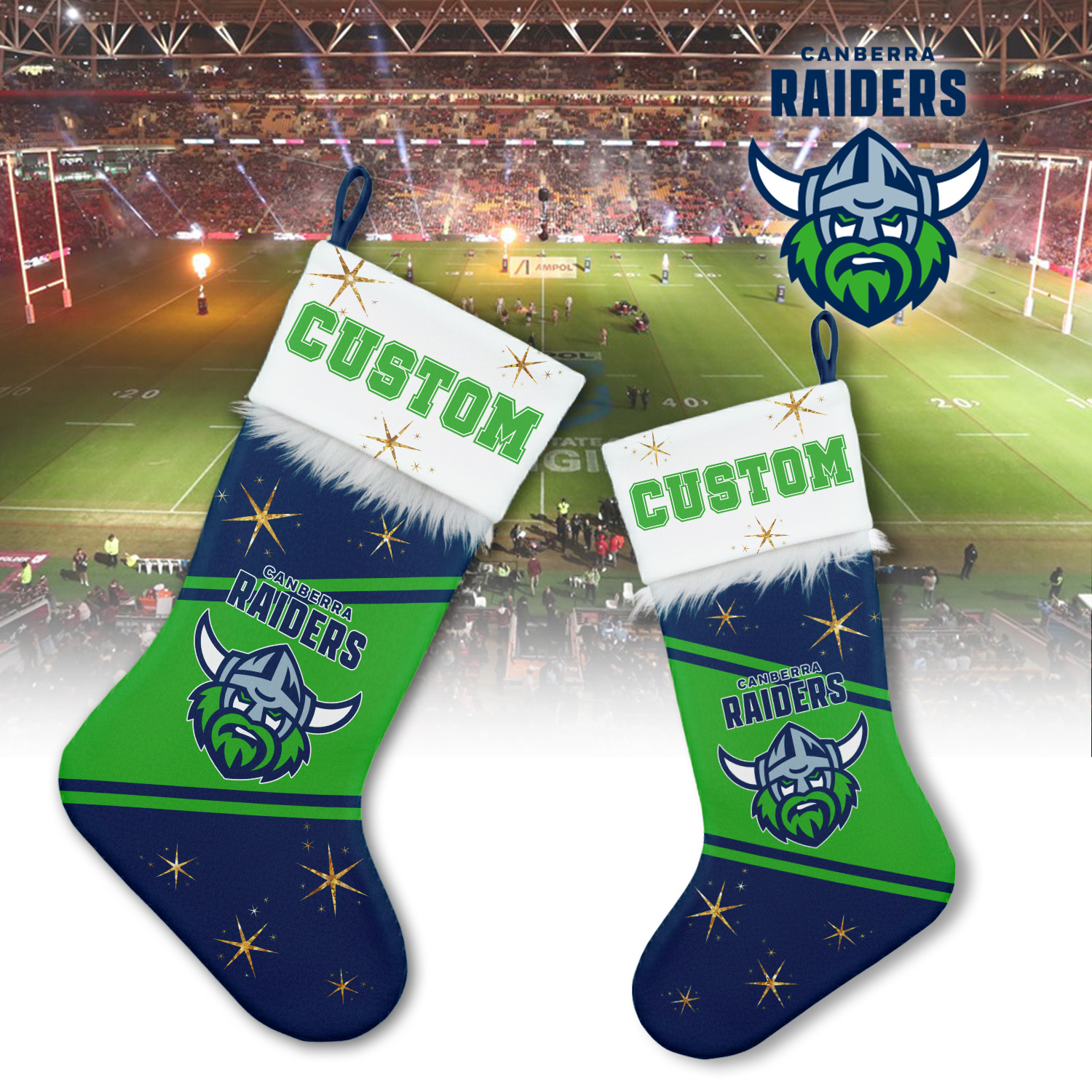 Auspiritmerch Canberra Raiders Personalized Christmas Stockings Gift For Fan