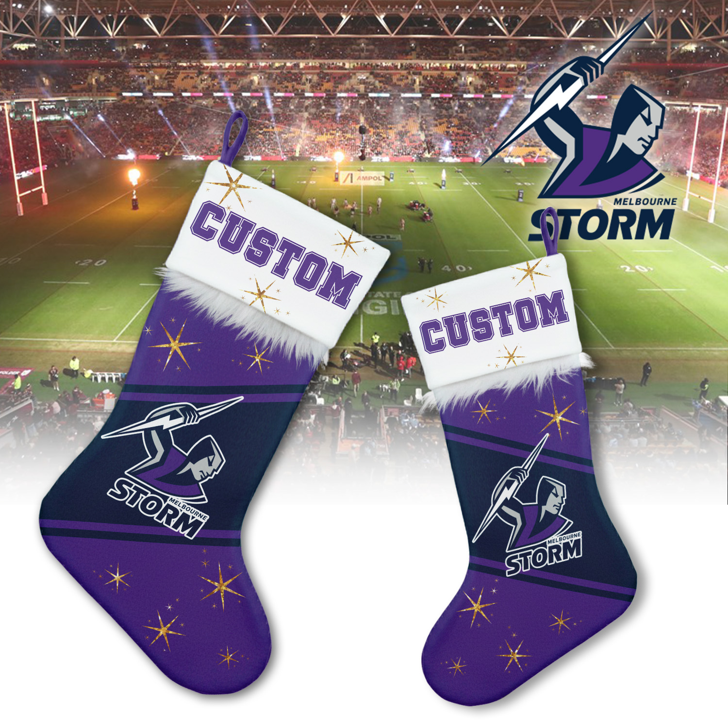 Auspiritmerch Melbourne Storm Personalized Christmas Stockings Gift For Fan