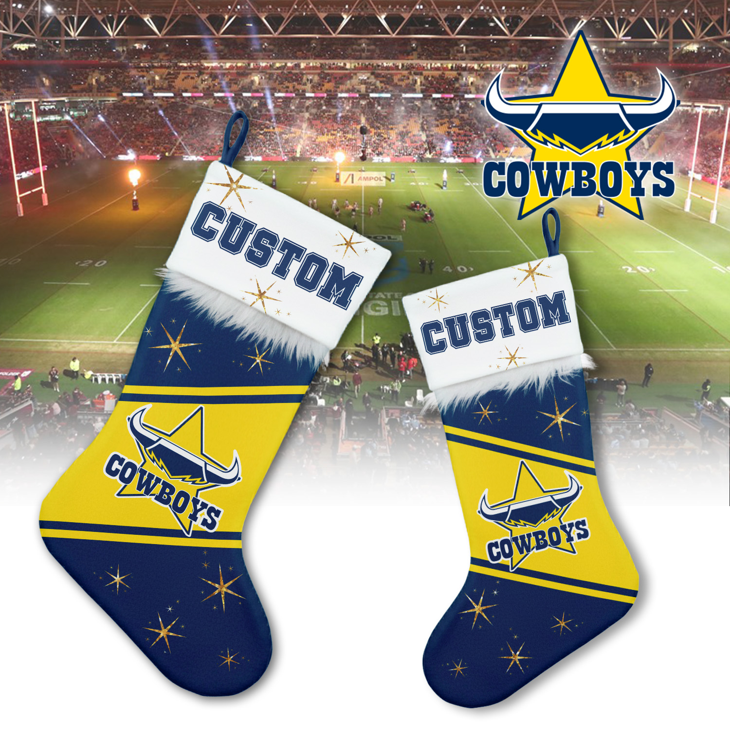Auspiritmerch North Queensland Cowboys Personalized Christmas Stockings Gift For Fan