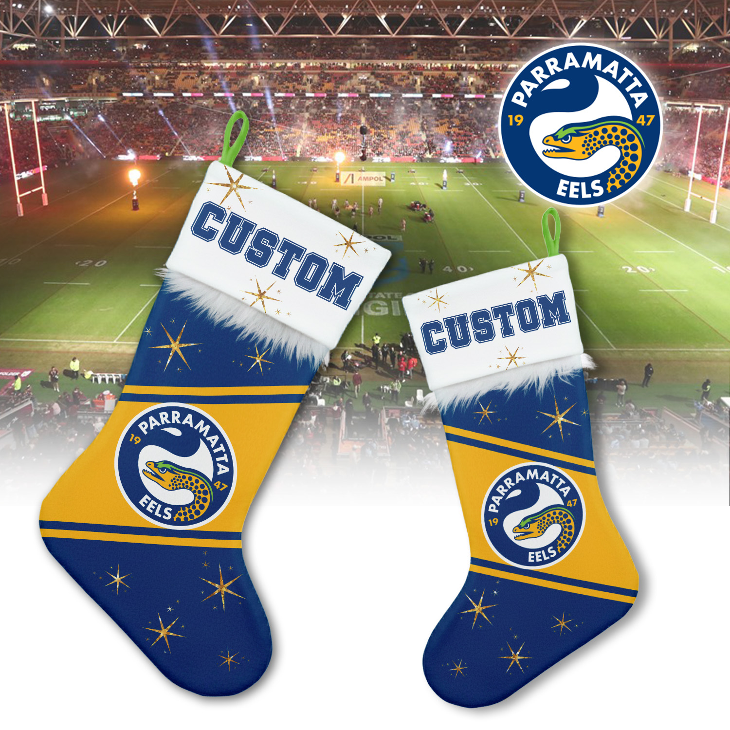 Auspiritmerch Parramatta Eels Personalized Christmas Stockings Gift For Fan