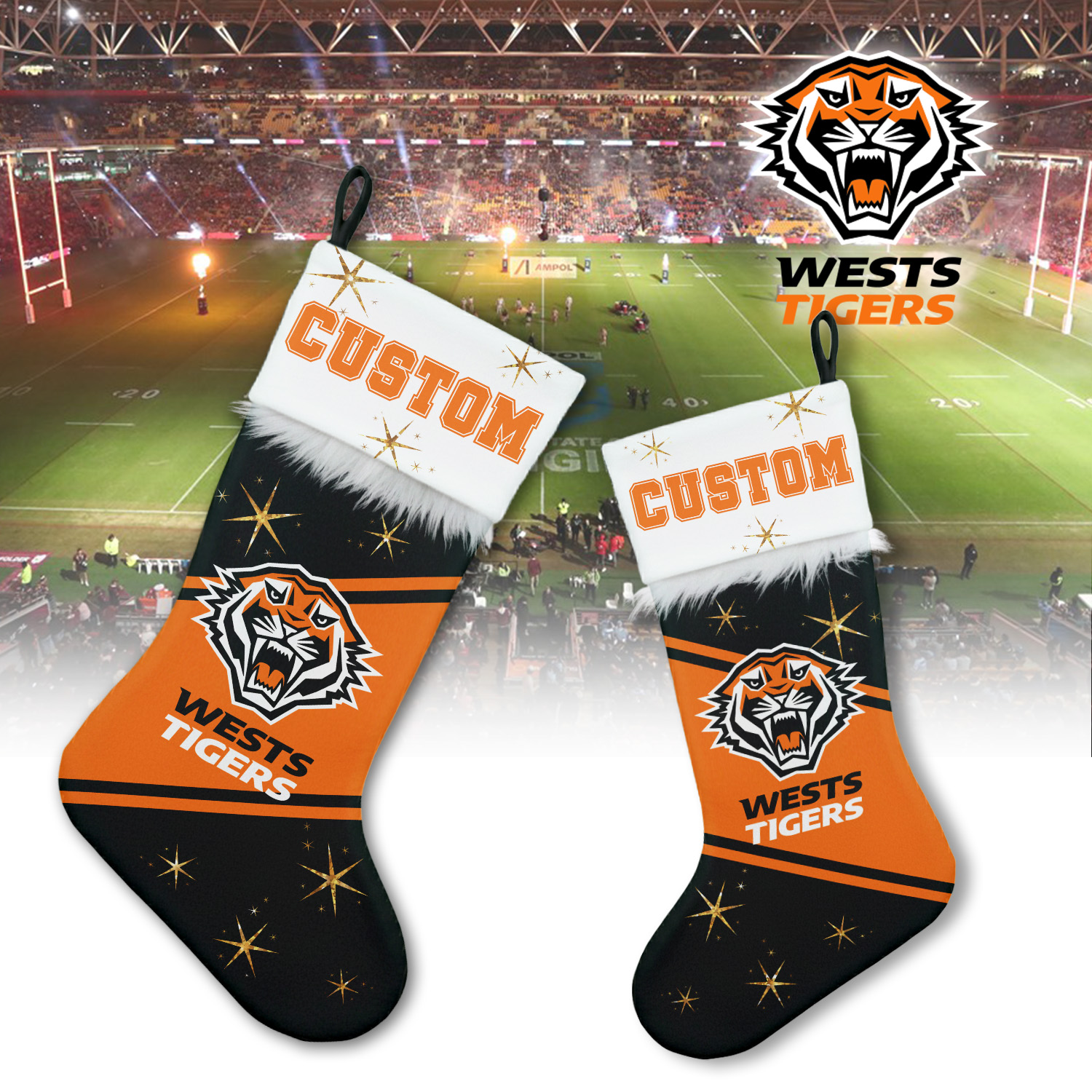 Auspiritmerch Wests Tigers Personalized Christmas Stockings Gift For Fan