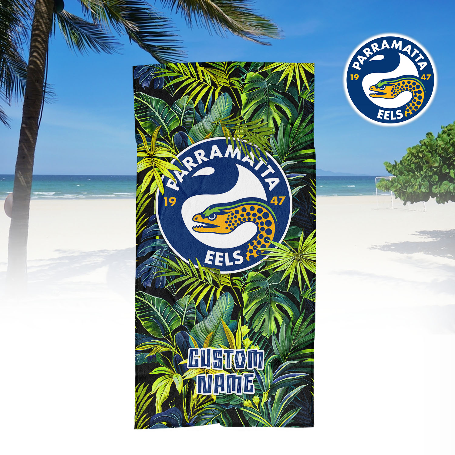 Auspiritmerch Parramatta Eels Personalized Pool Travel Beach and Bath Towels for Kids and Adult