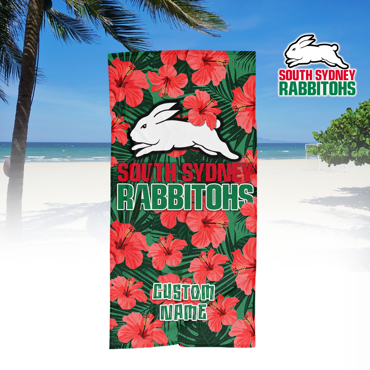 Auspiritmerch South Sydney Rabbitohs Personalized Pool Travel Beach and Bath Towels for Kids and Adult