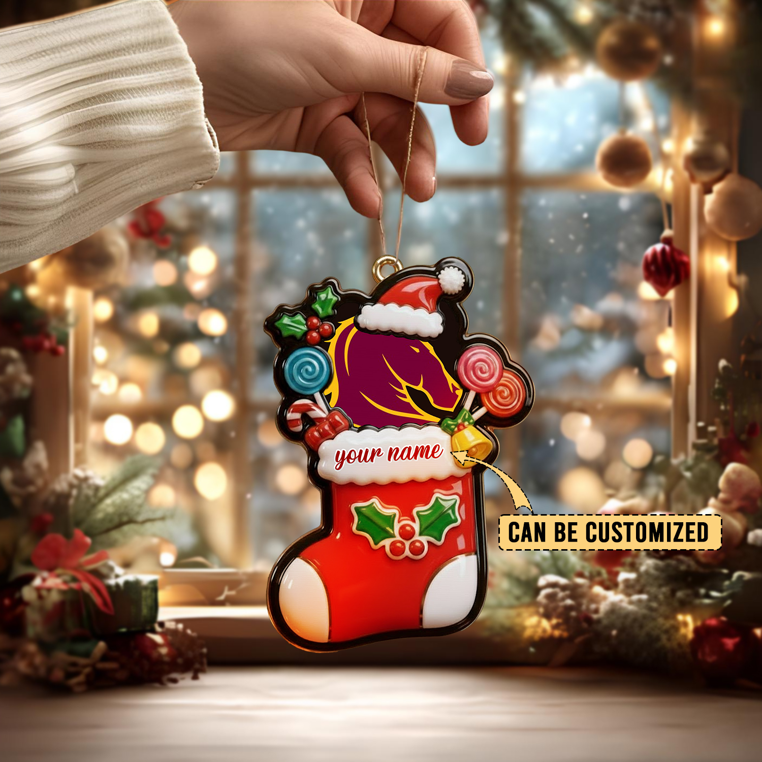 Auspiritmerch Brisbane Broncos x Christmas Personalized Acrylic Ornament Gift For Fans