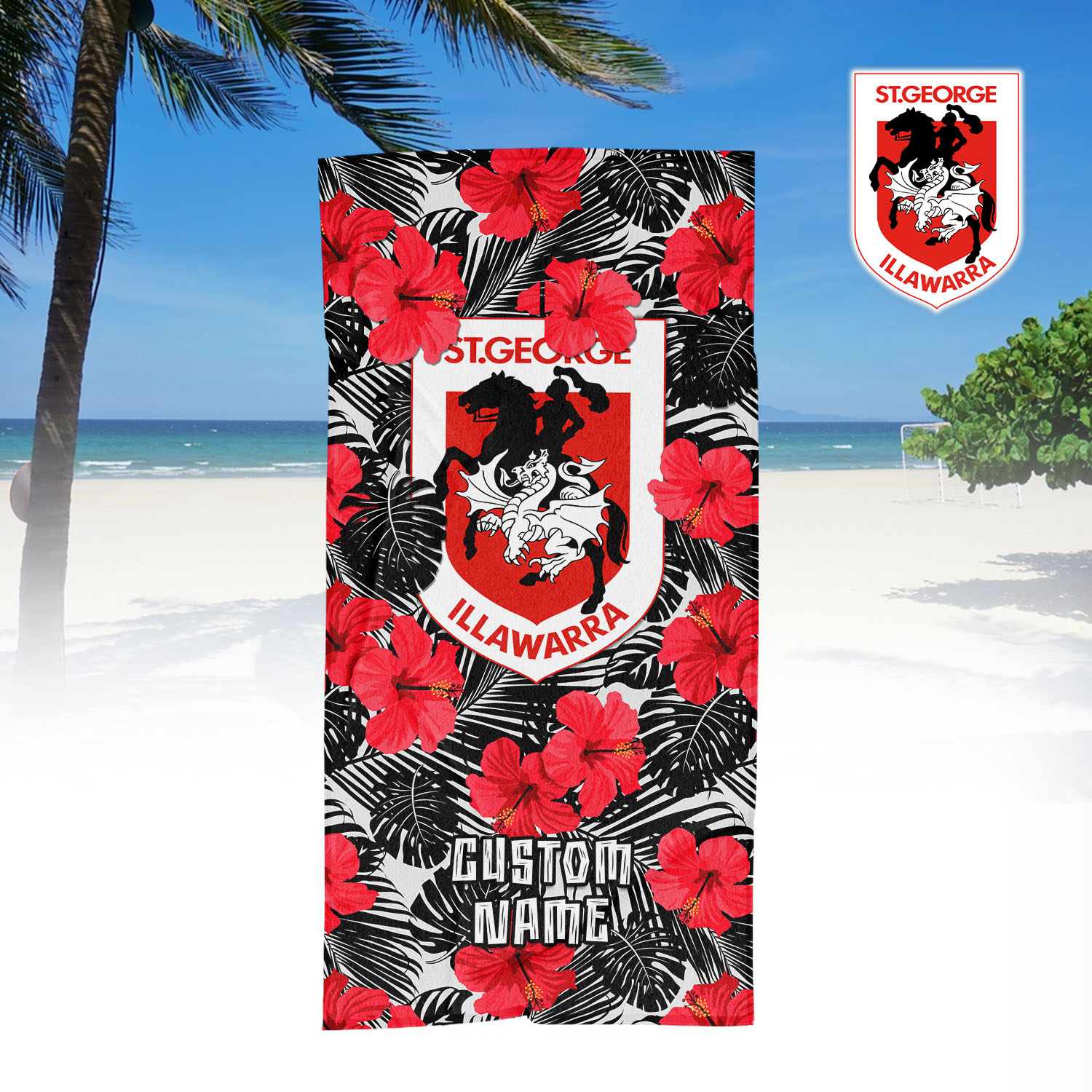 Auspiritmerch St. George Illawarra Dragons Personalized Pool Travel Beach and Bath Towels for Kids and Adult