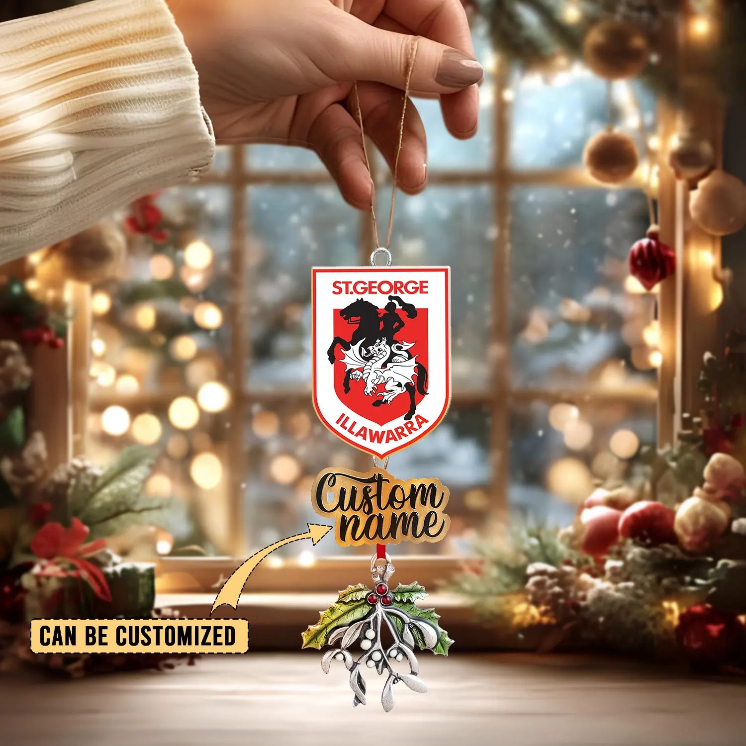 Auspiritmerch St. George Illawarra Dragons x Christmas Personalized Acrylic Ornament Gift For Fans