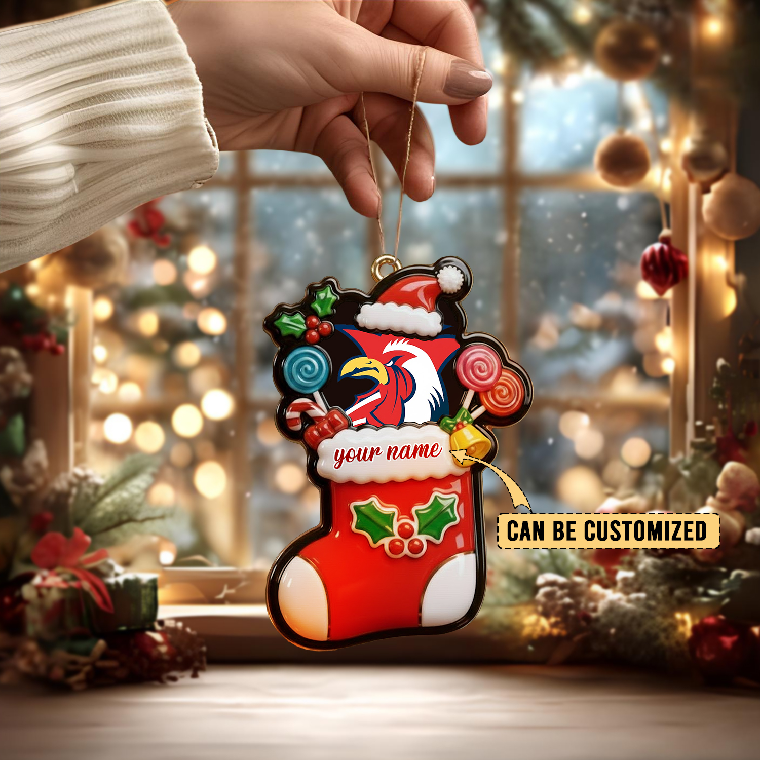 Auspiritmerch Sydney Roosters x Christmas Personalized Acrylic Ornament Gift For Fans