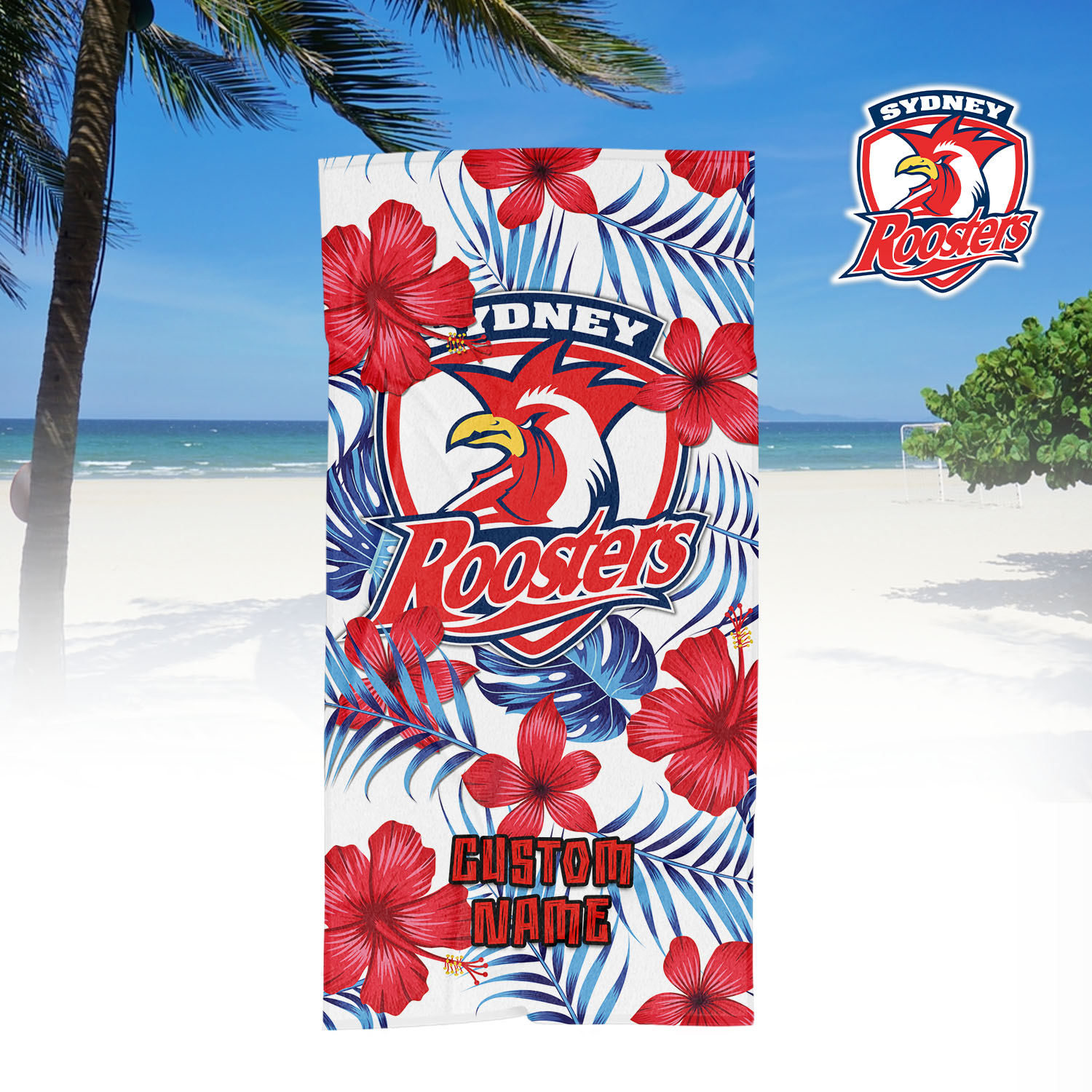 Auspiritmerch Sydney Roosters Personalized Pool Travel Beach and Bath Towels for Kids and Adult