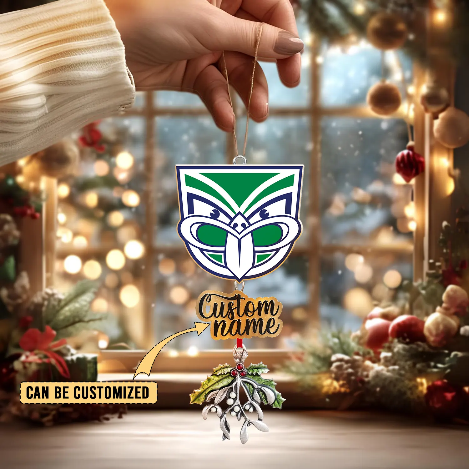 Auspiritmerch New Zealand Warriors x Christmas Personalized Acrylic Ornament Gift For Fans