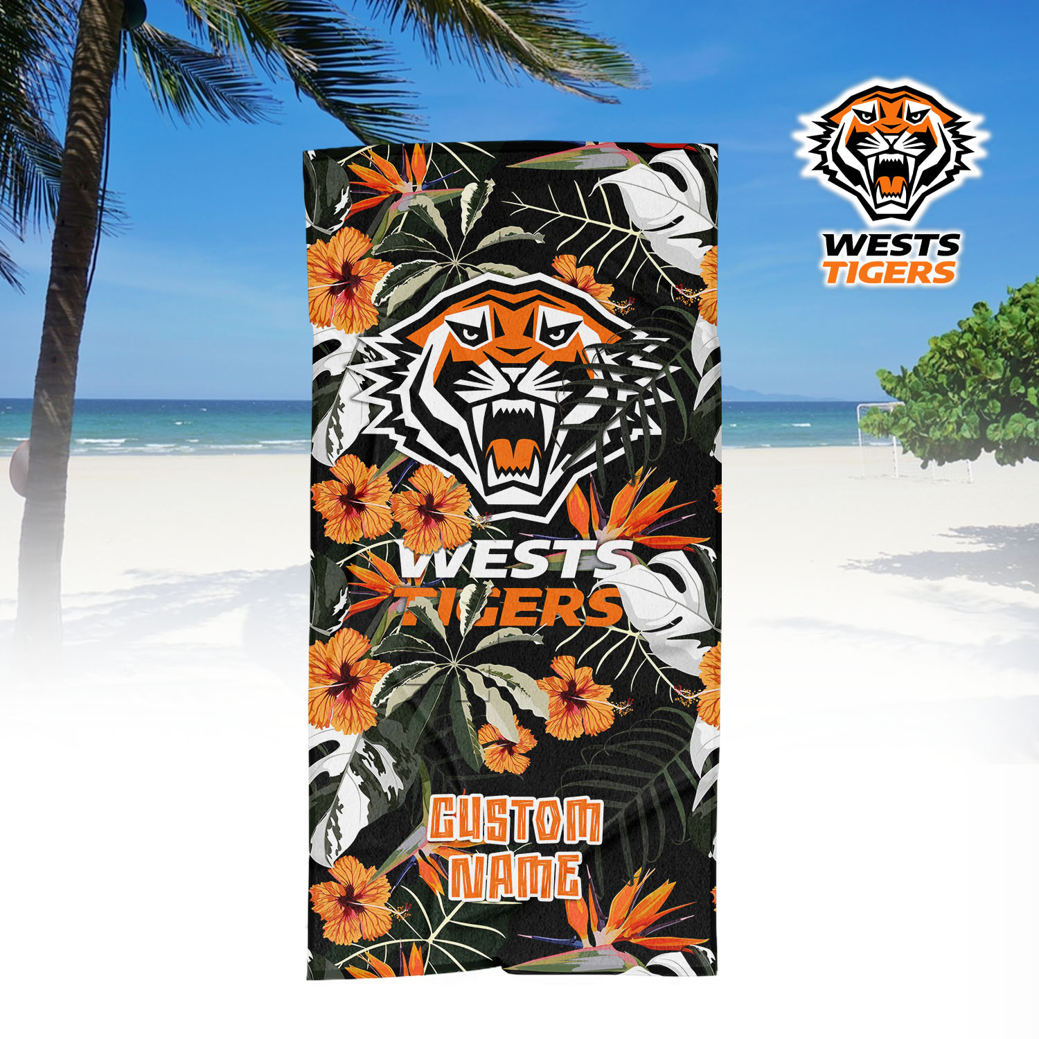 Auspiritmerch Wests Tigers Personalized Pool Travel Beach and Bath Towels for Kids and Adult