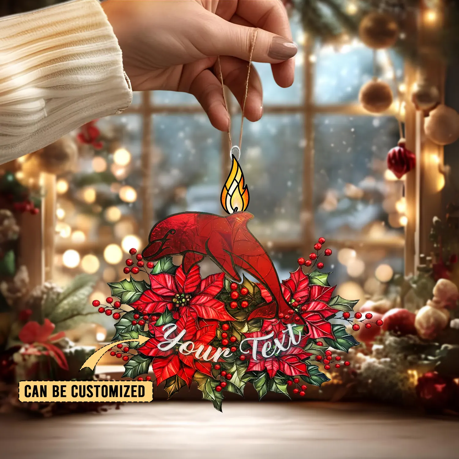 Auspiritmerch Dolphins x Christmas Personalized Acrylic Ornament Gift For Fans