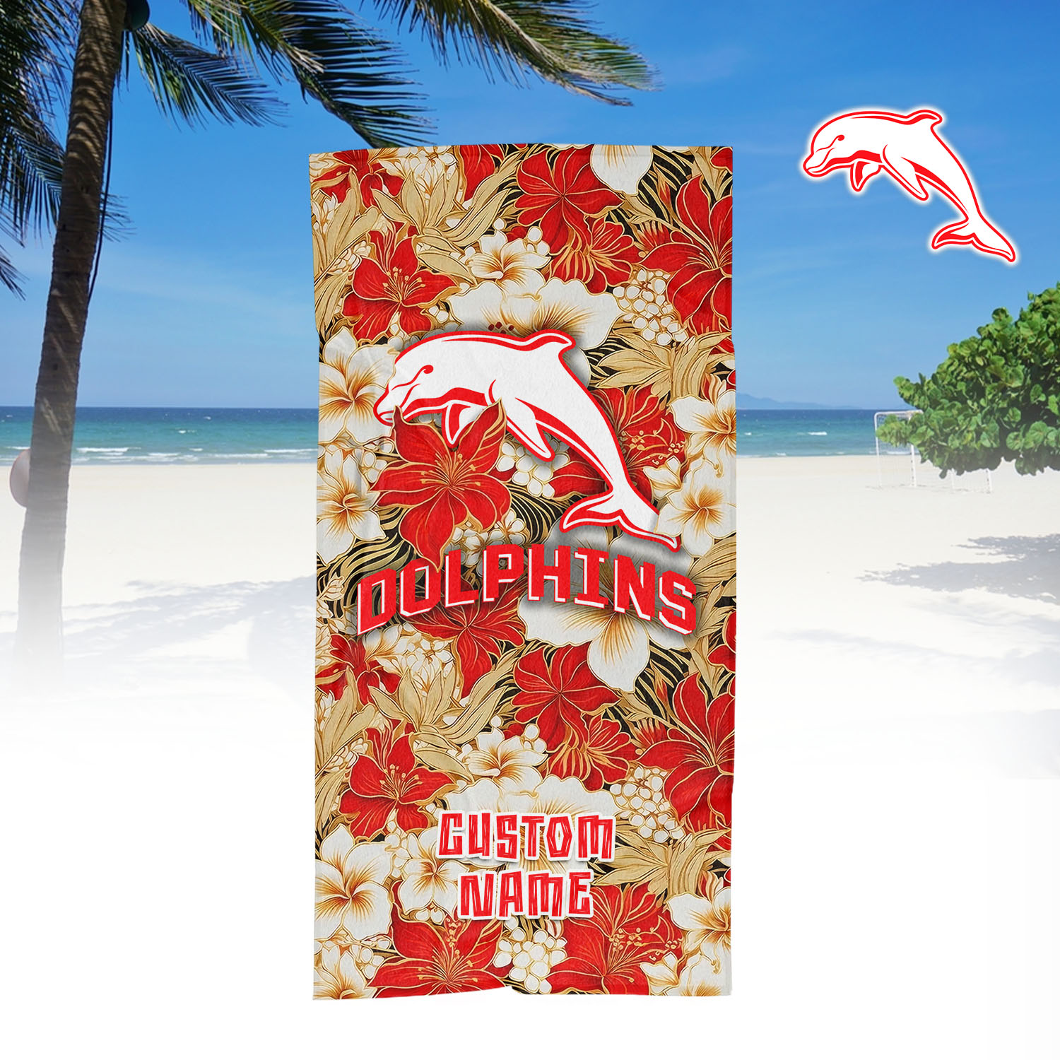 Auspiritmerch Dolphins Personalized Pool Travel Beach and Bath Towels for Kids and Adult