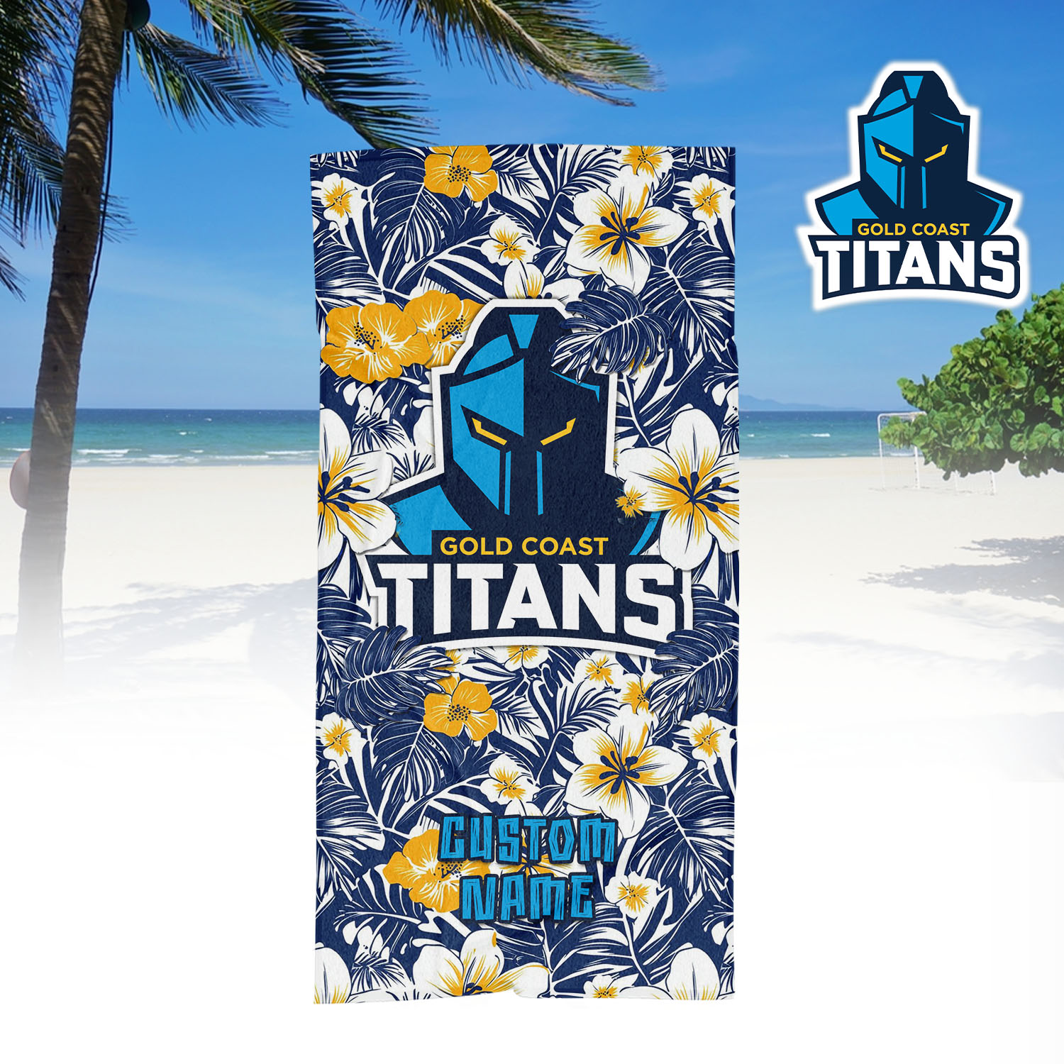 Auspiritmerch Gold Coast Titans Personalized Pool Travel Beach and Bath Towels for Kids and Adult