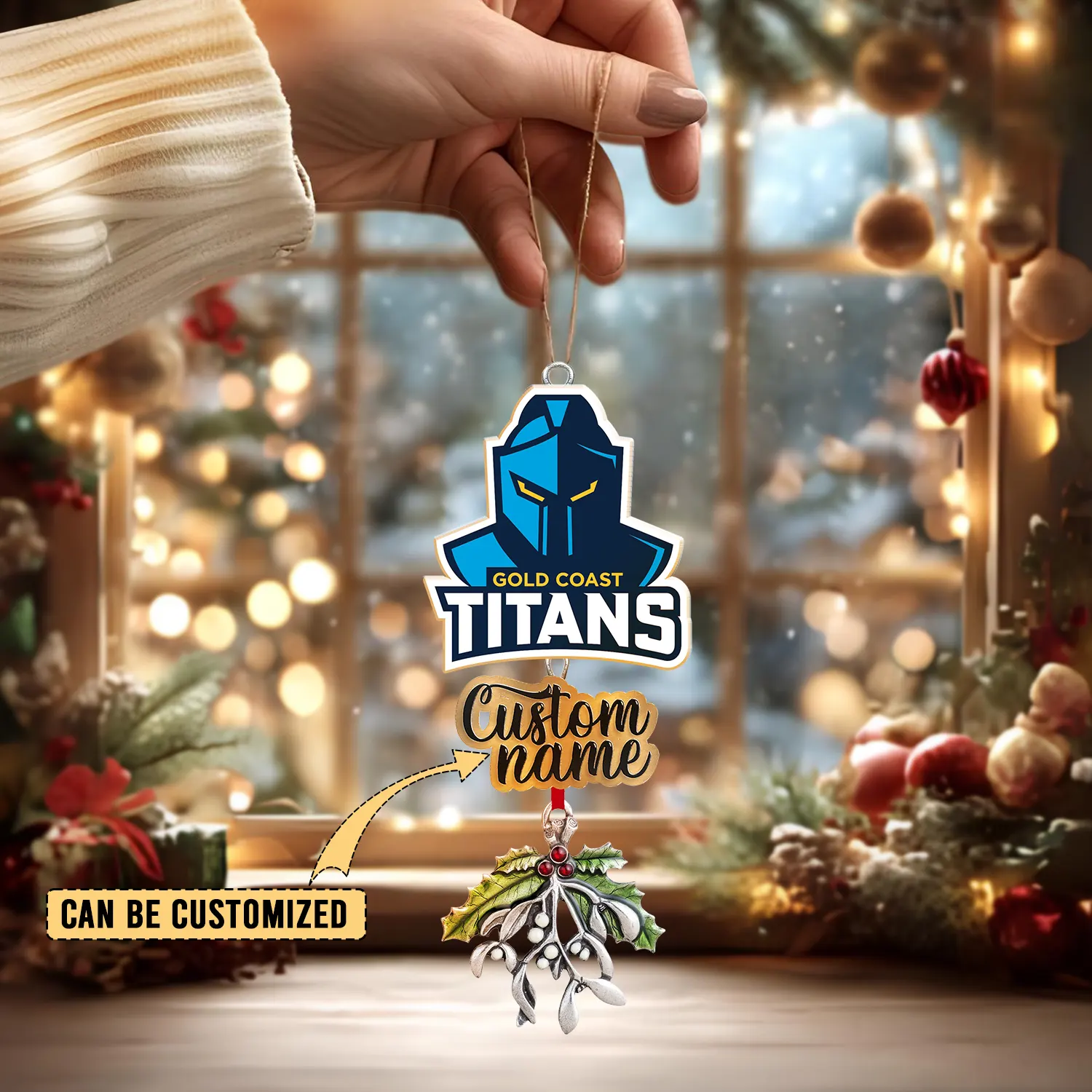 Auspiritmerch Gold Coast Titans x Christmas Personalized Acrylic Ornament Gift For Fans