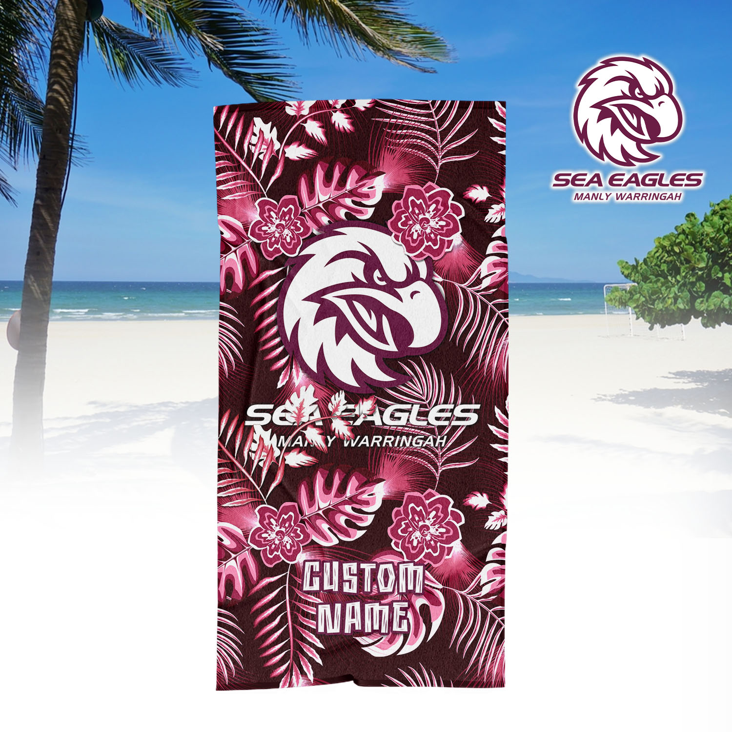Auspiritmerch Manly Warringah Sea Eagles Personalized Pool Travel Beach and Bath Towels for Kids and Adult