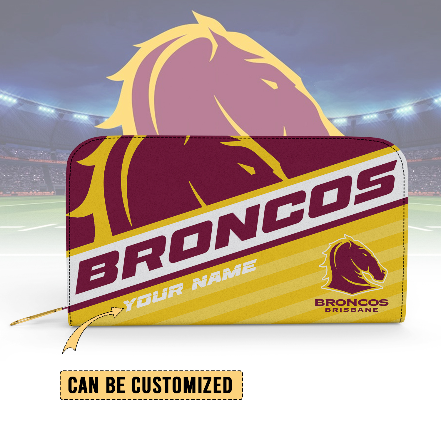 Auspiritmerch Brisbane Broncos Personalized Clutch Purse Gift For Fans