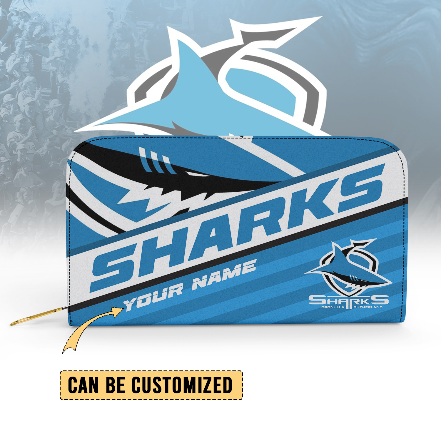 Auspiritmerch Cronulla-Sutherland Sharks Personalized Clutch Purse Gift For Fans