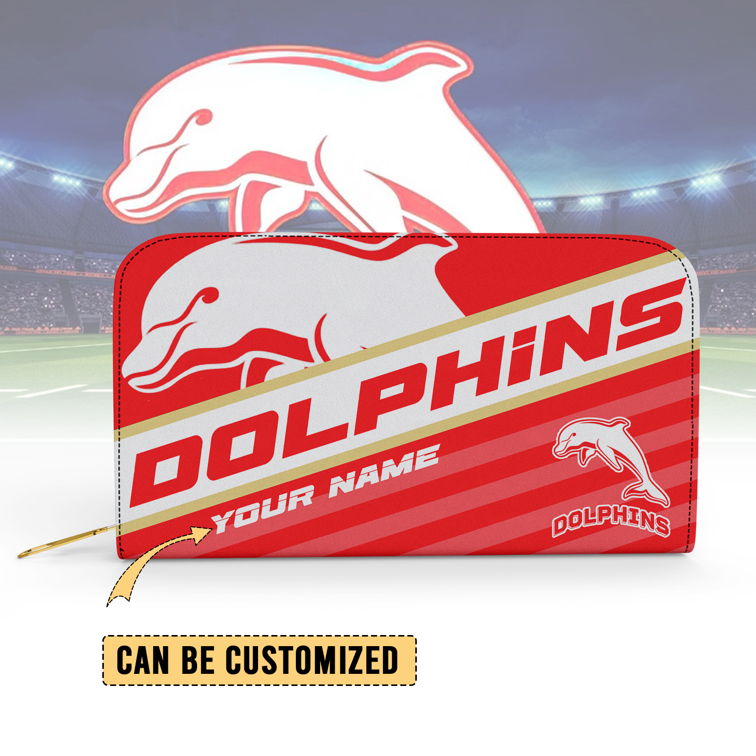 Auspiritmerch Dolphins Personalized Clutch Purse Gift For Fans