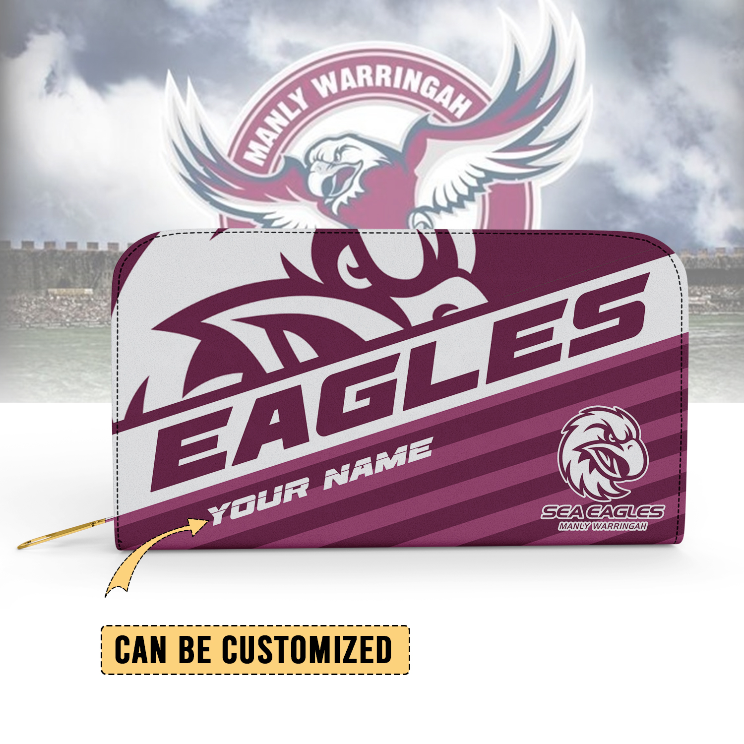 Auspiritmerch Manly Warringah Sea Eagles Personalized Clutch Purse Gift For Fans