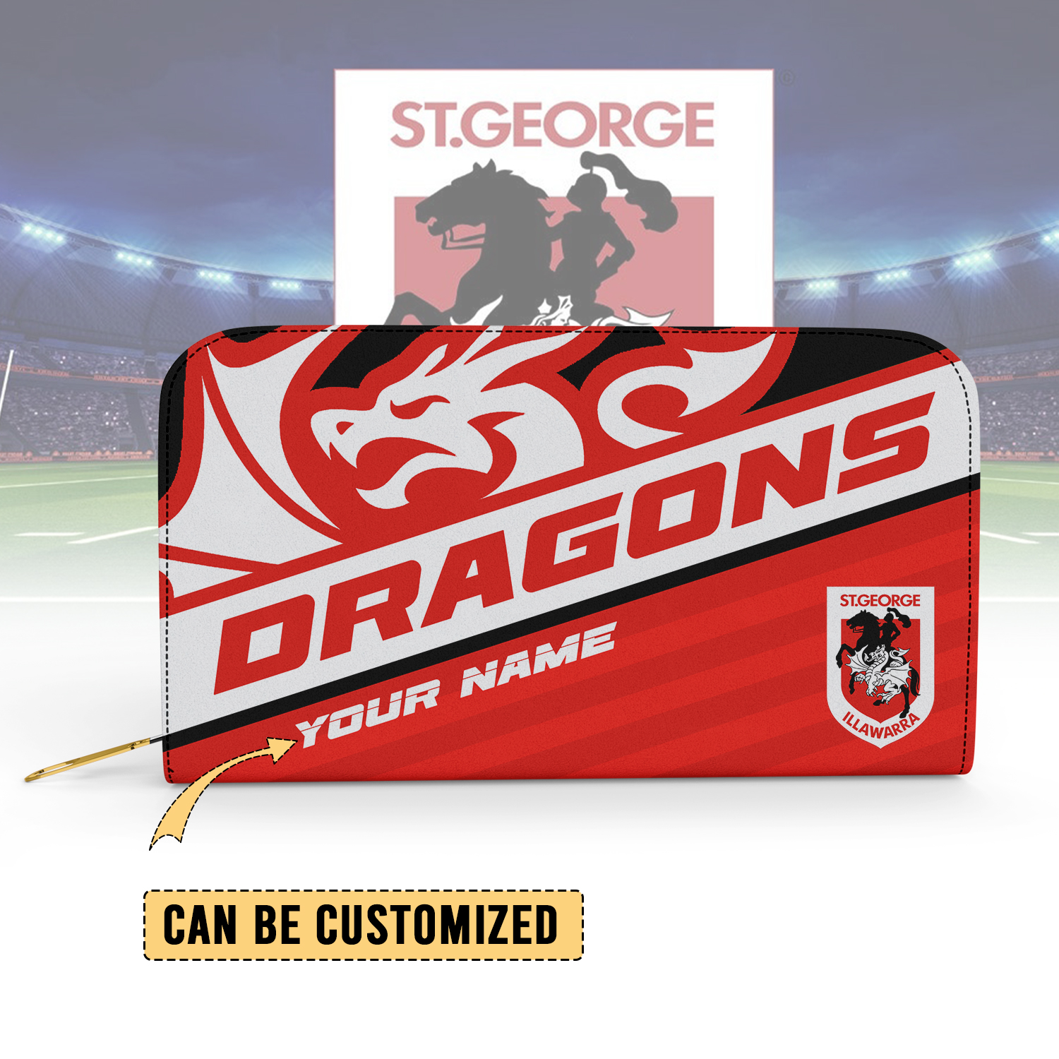 Auspiritmerch St. George Illawarra Dragons Personalized Clutch Purse Gift For Fans