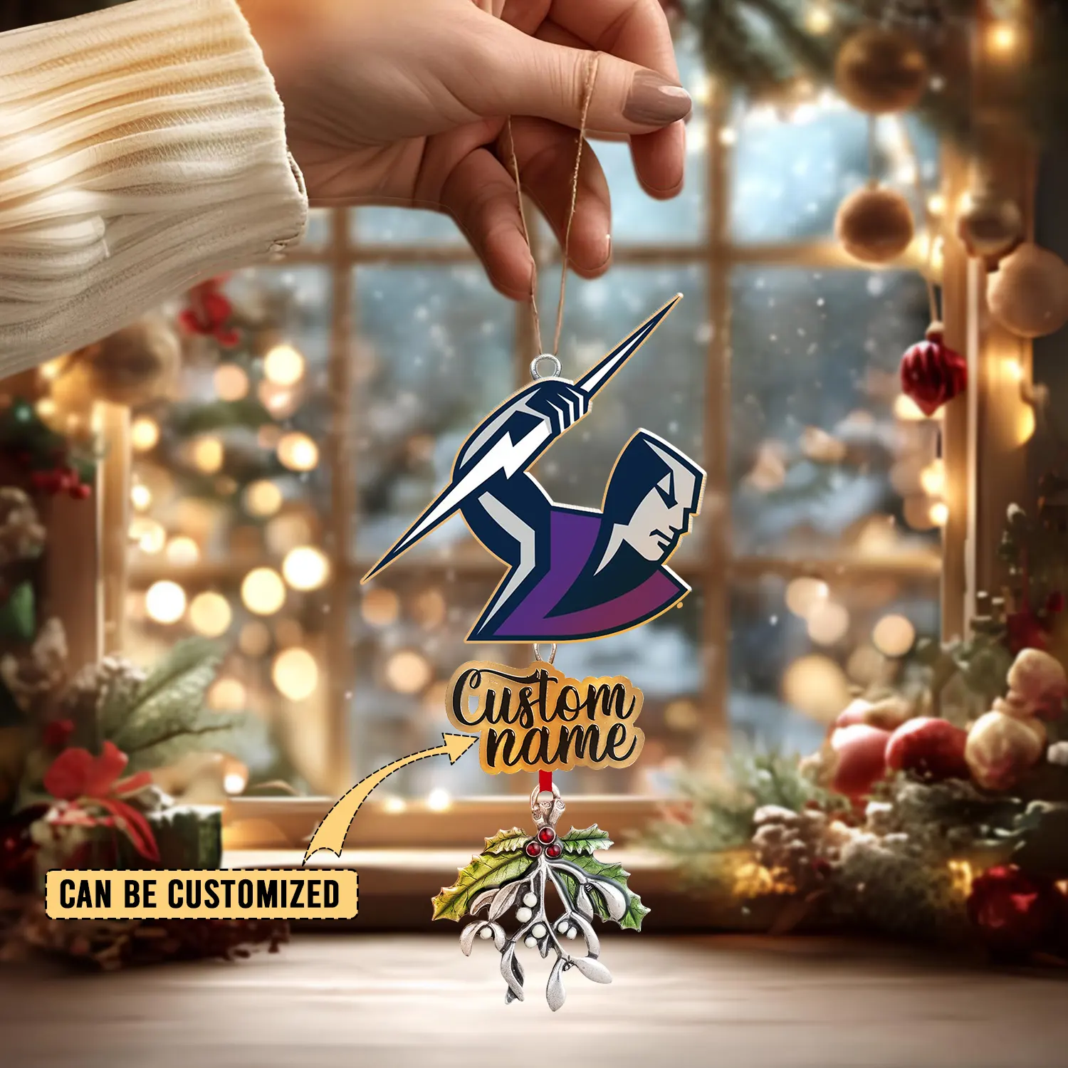 Auspiritmerch Melbourne Storm x Christmas Personalized Acrylic Ornament Gift For Fans