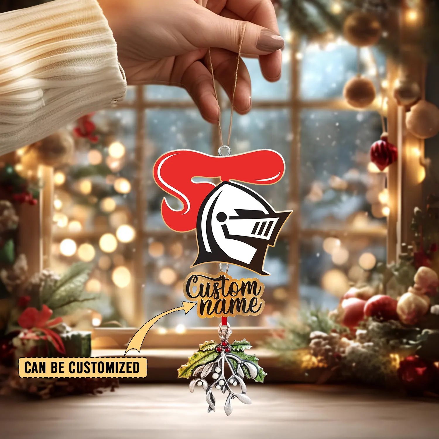 Auspiritmerch Newcastle Knights x Christmas Personalized Acrylic Ornament Gift For Fans