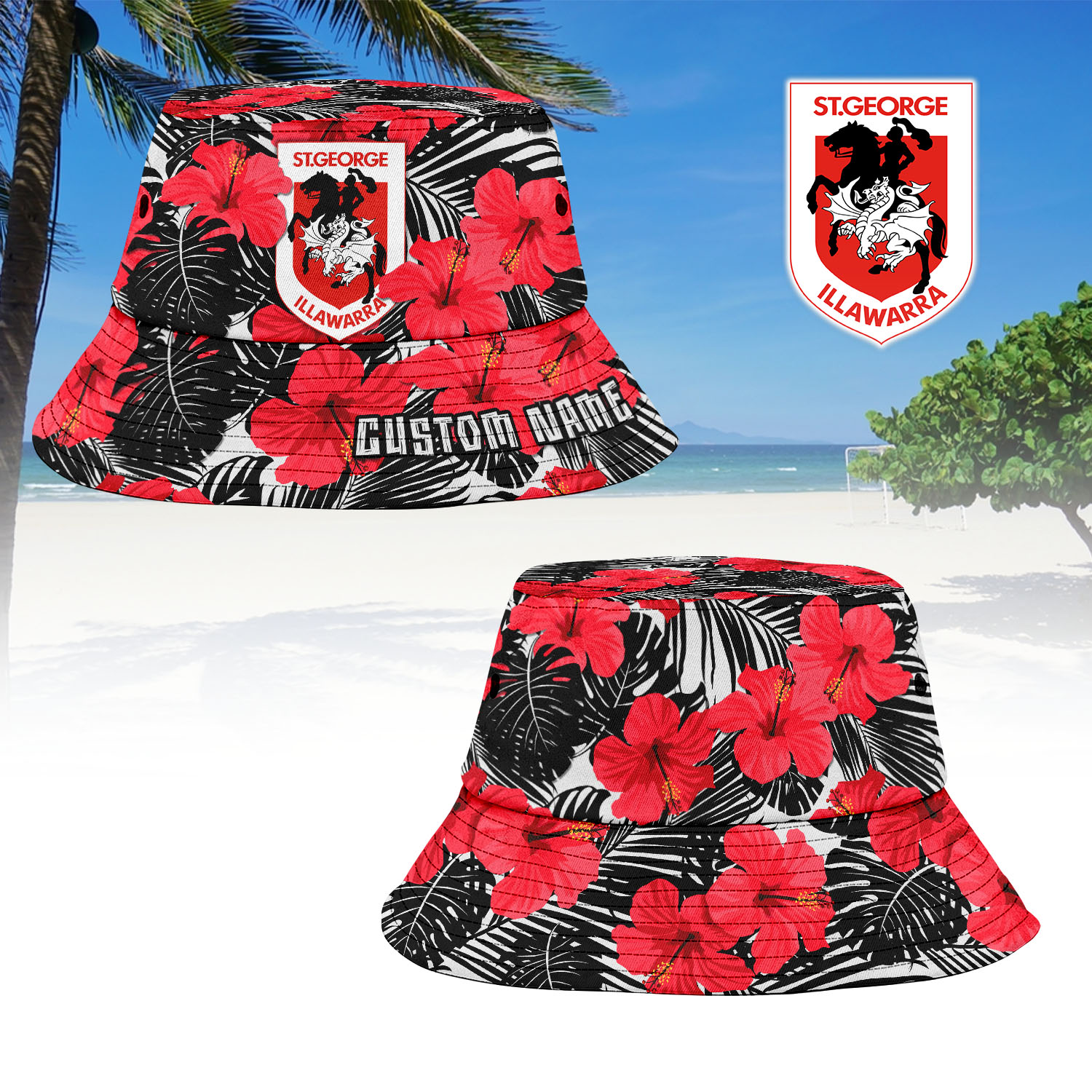 Auspiritmerch St. George Illawarra Dragons Sports Personalized Bucket Hat Gift For Fans