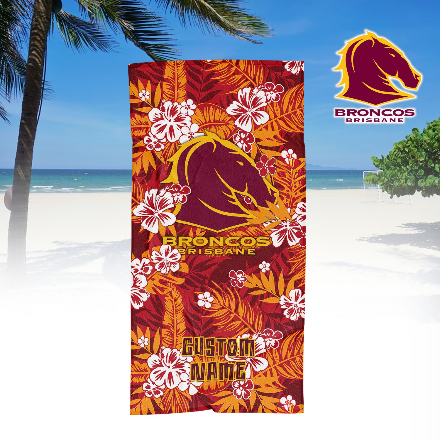 Auspiritmerch Brisbane Broncos Personalized Pool Travel Beach and Bath Towels for Kids and Adult