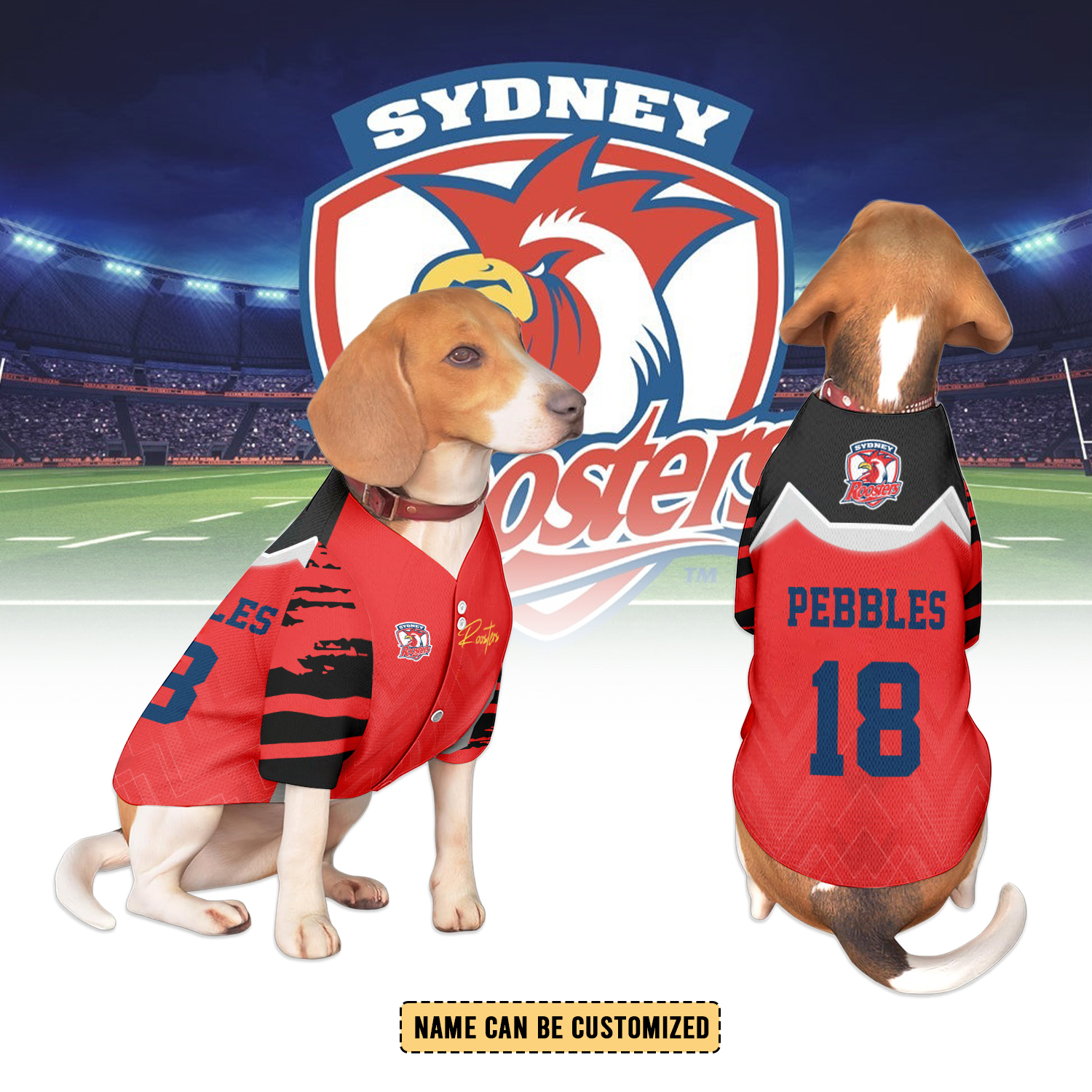 Auspiritmerch Sydney Roosters Personalized Pet Baseball Jersey Gift For Fans