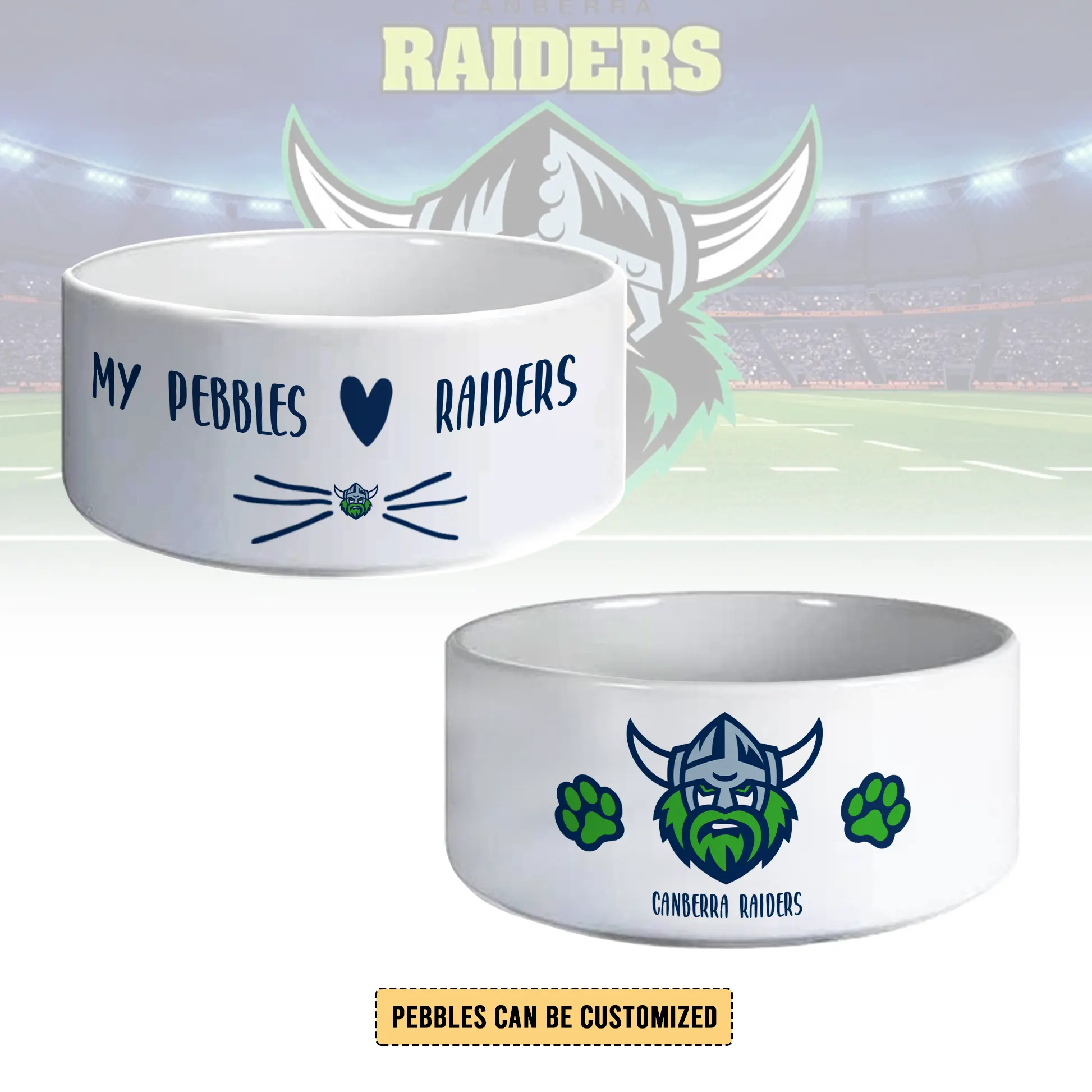 Auspiritmerch Canberra Raiders Personalized Ceramic Pet Bowl Gift For Fans